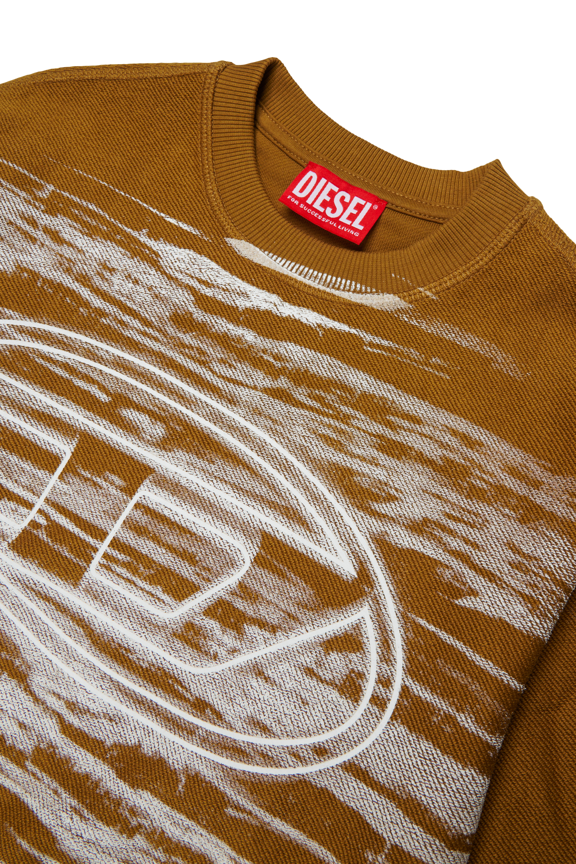 Diesel - SFRIT OVER, Sudadera con efecto de rayas y logo Oval D Hombre in Marr&oacute;n - 3