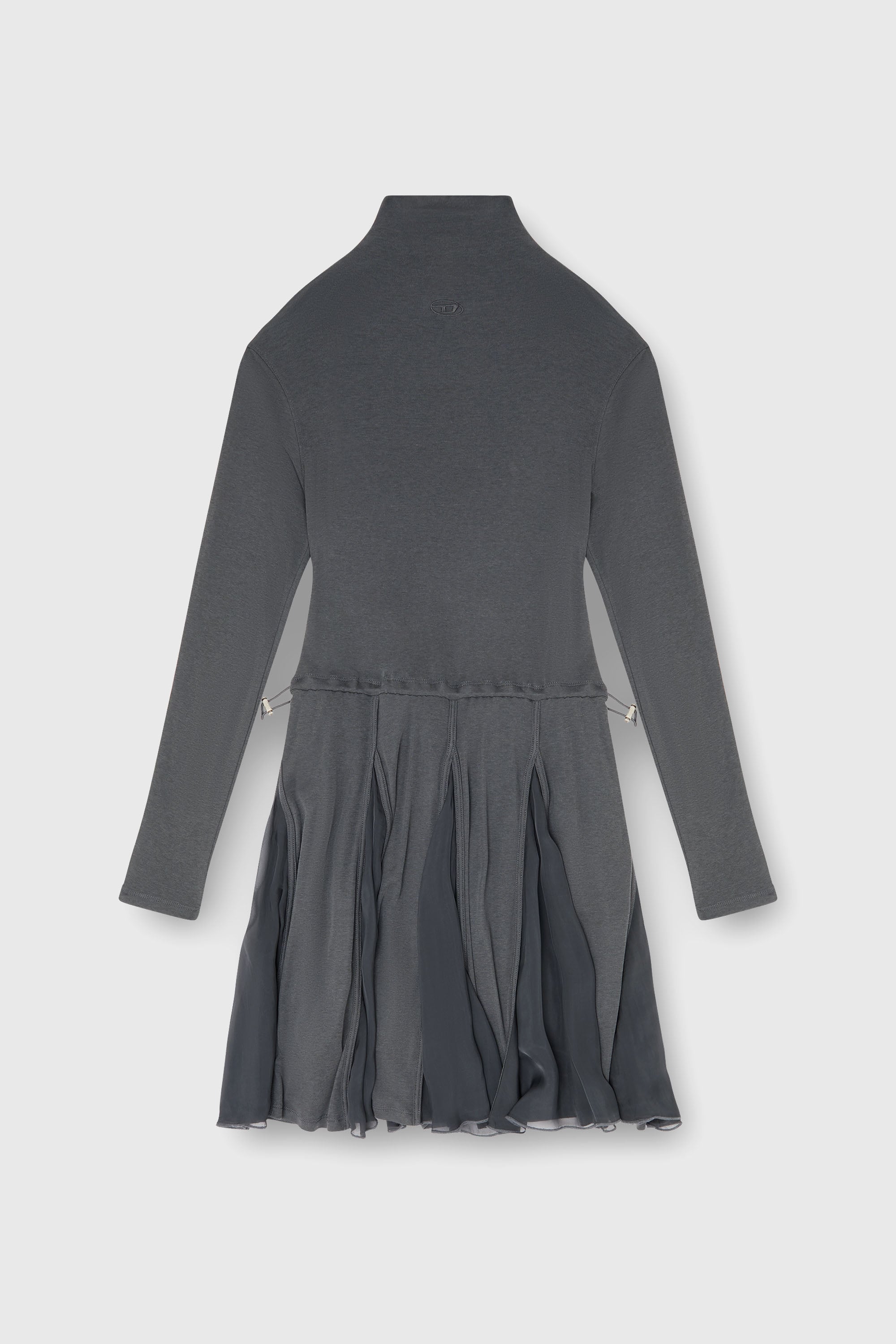 Diesel - D-REI, Vestido mini de cuello alto en punto y gasa Mujer in Gris - 2