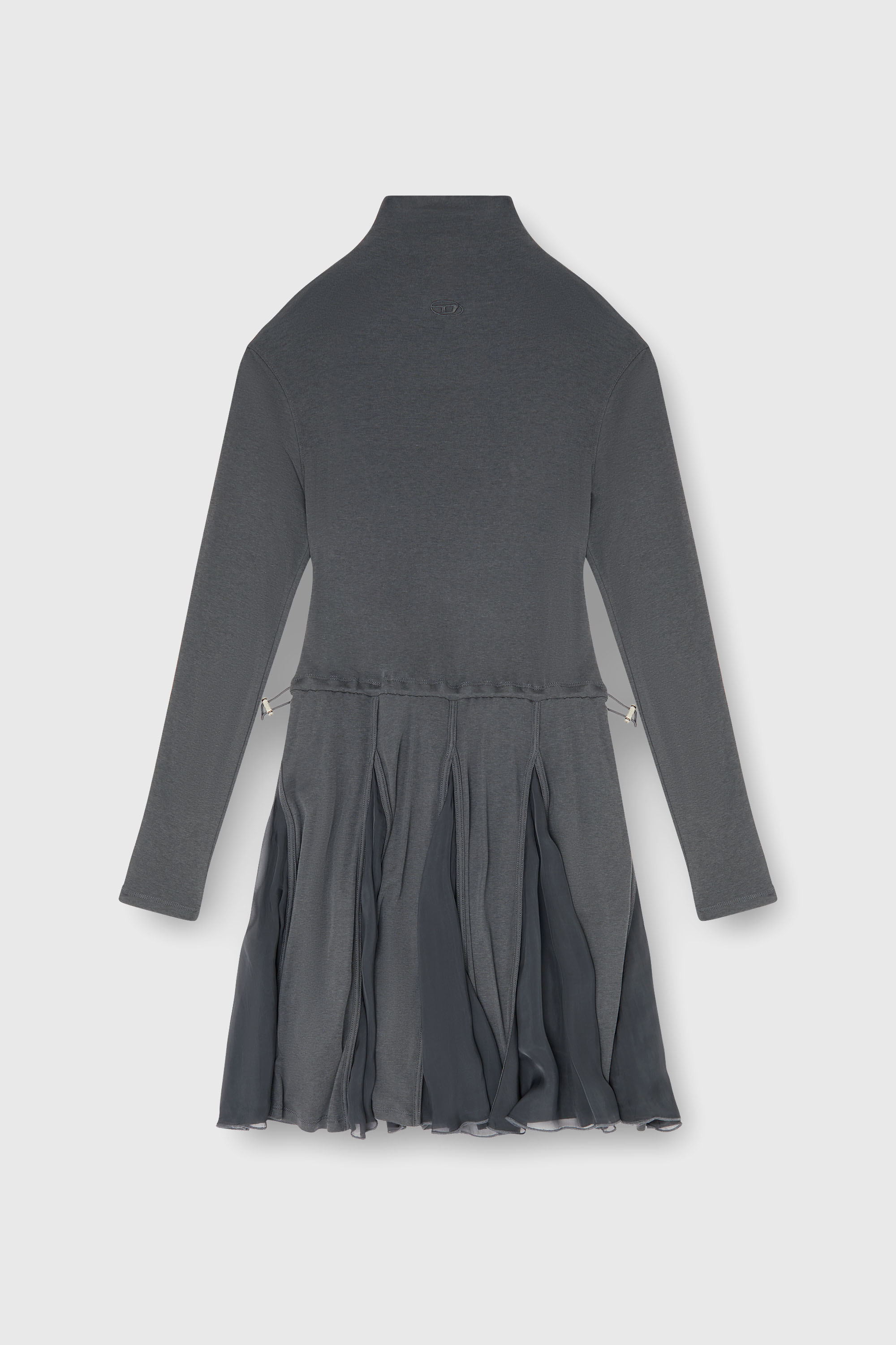 Diesel - D-REI, Vestido mini de cuello alto en punto y gasa Mujer in Gris - 2