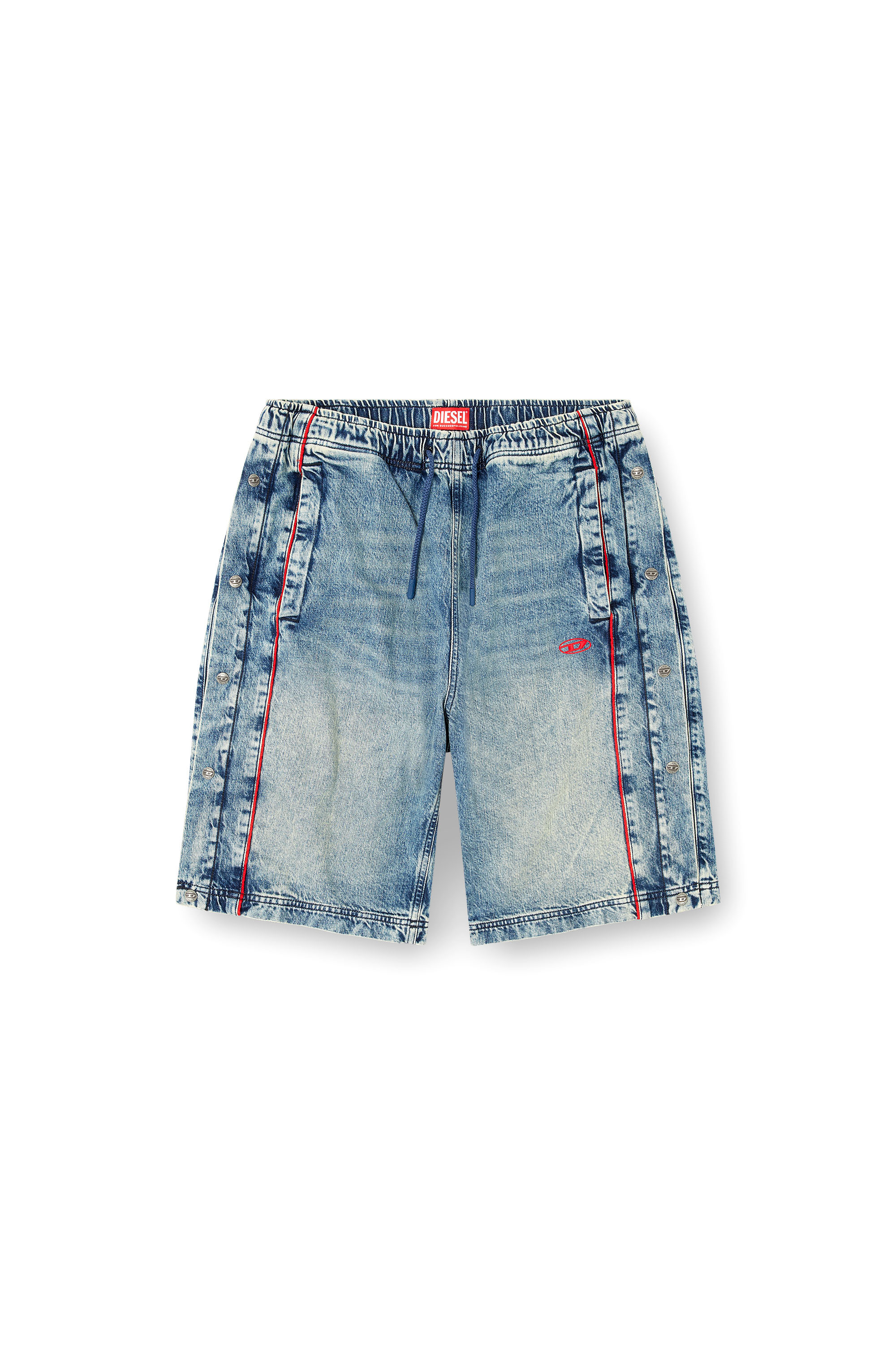 Diesel - D-AXFOR-SHORT-S, Pantalones cortos denim con ribetes rojos Unisex in Azul marino - 4