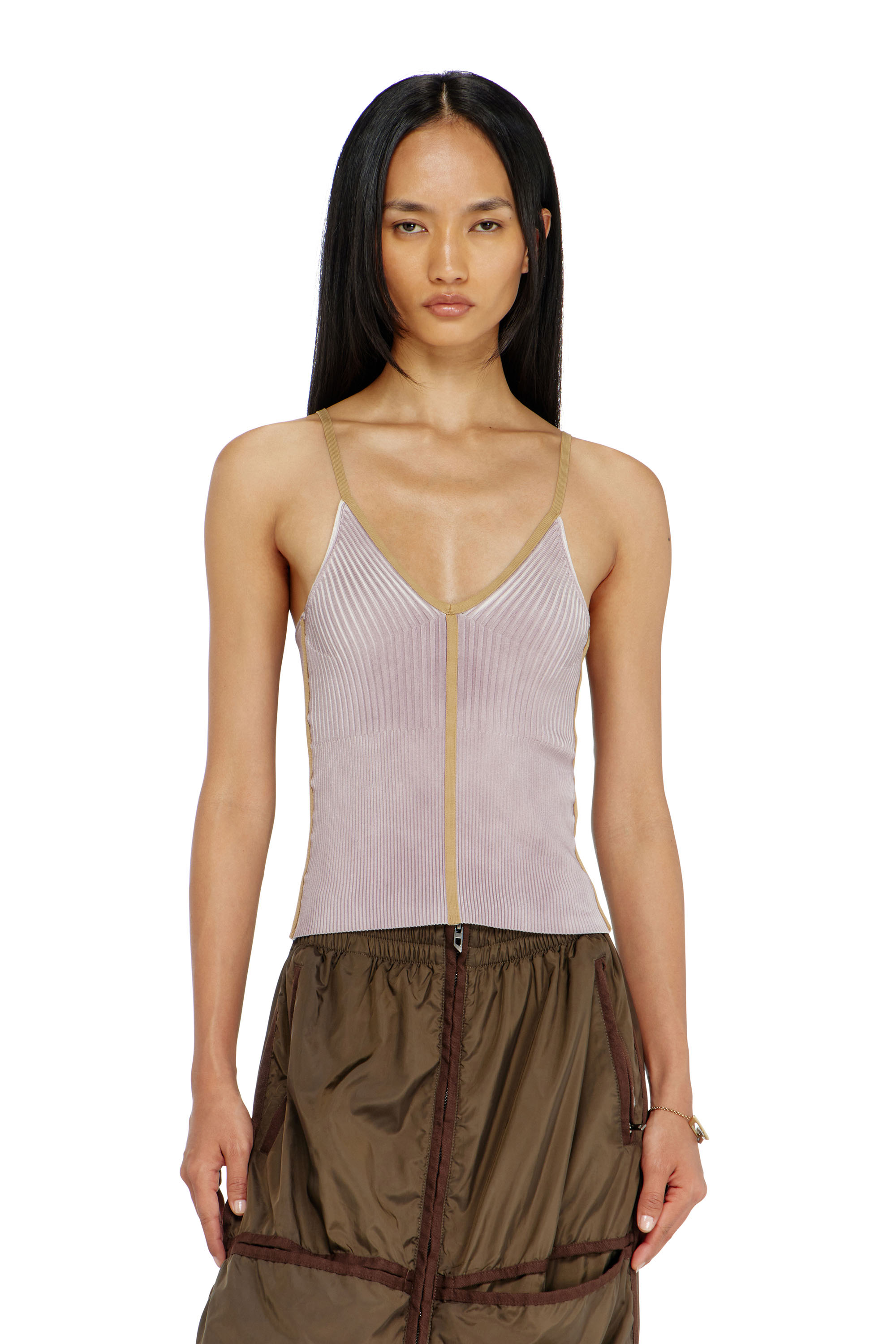Diesel - M-SARMITE, Top de canal&eacute; con bandas en contraste Mujer in Morado - 1