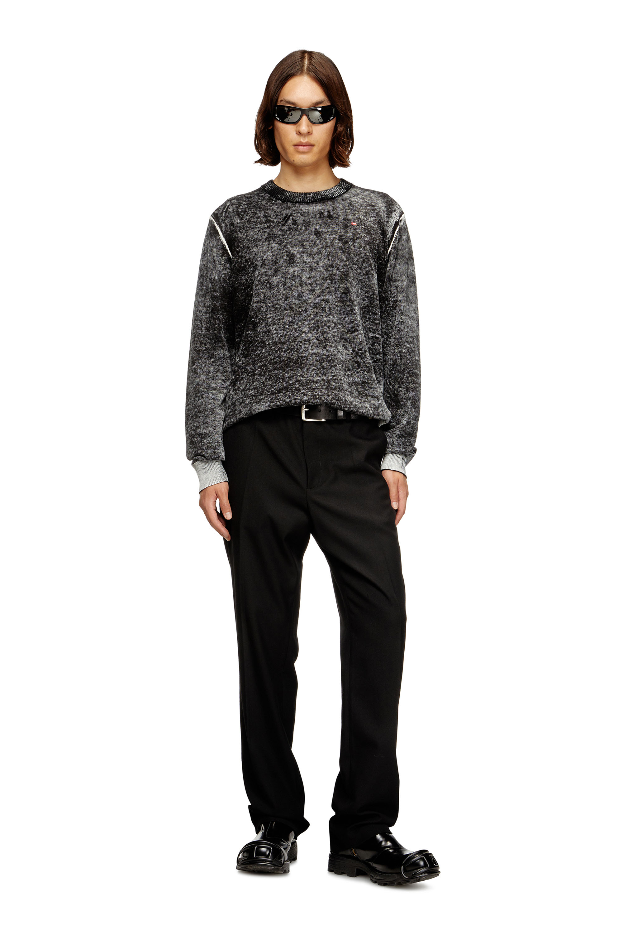 Diesel - K-LAURENT, Jersey con estampado inverso descolorido Hombre in Gris - 2