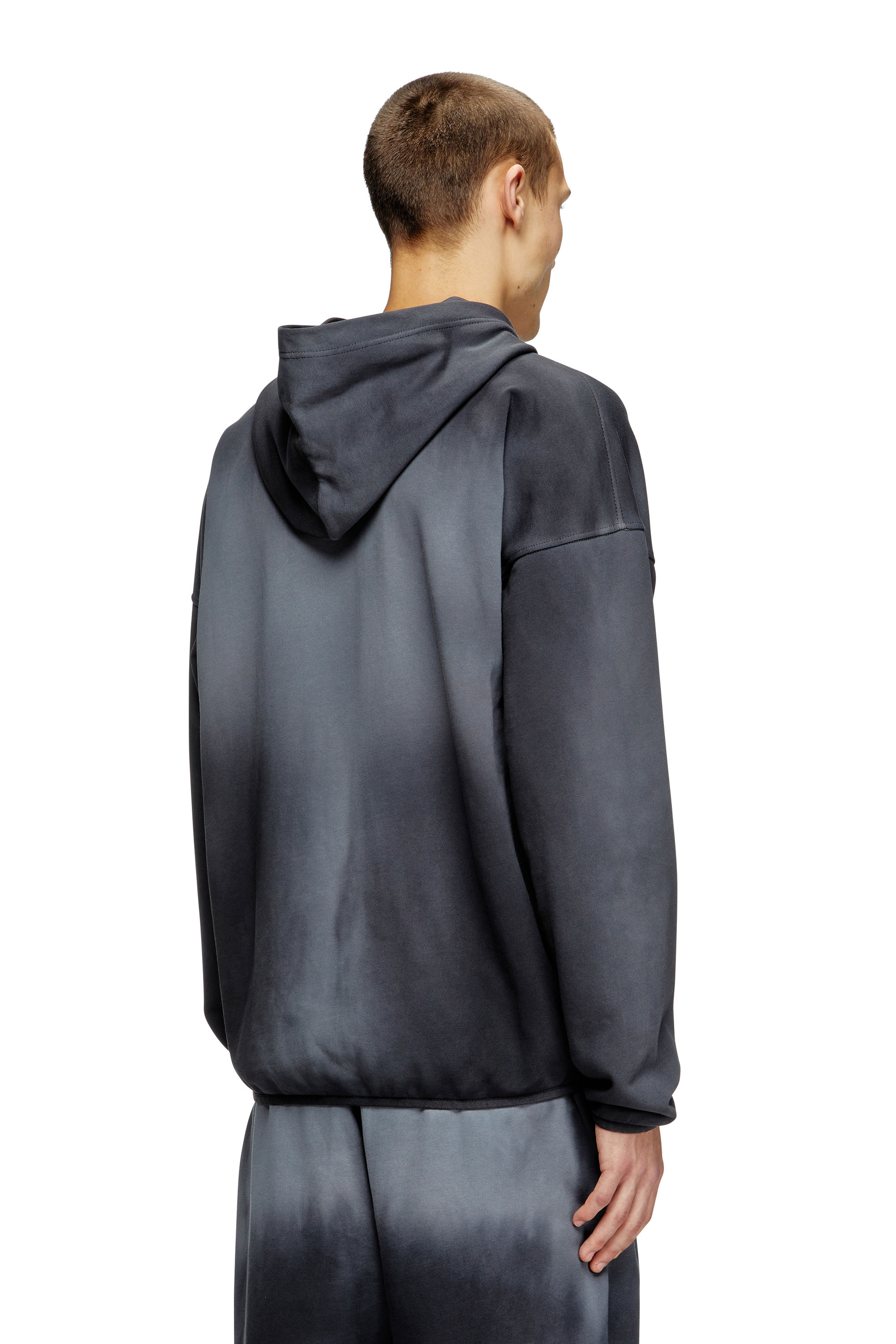 Diesel - S-EE-T1, Sudadera desteñida con capucha con logotipo micro Hombre in Negro - 4