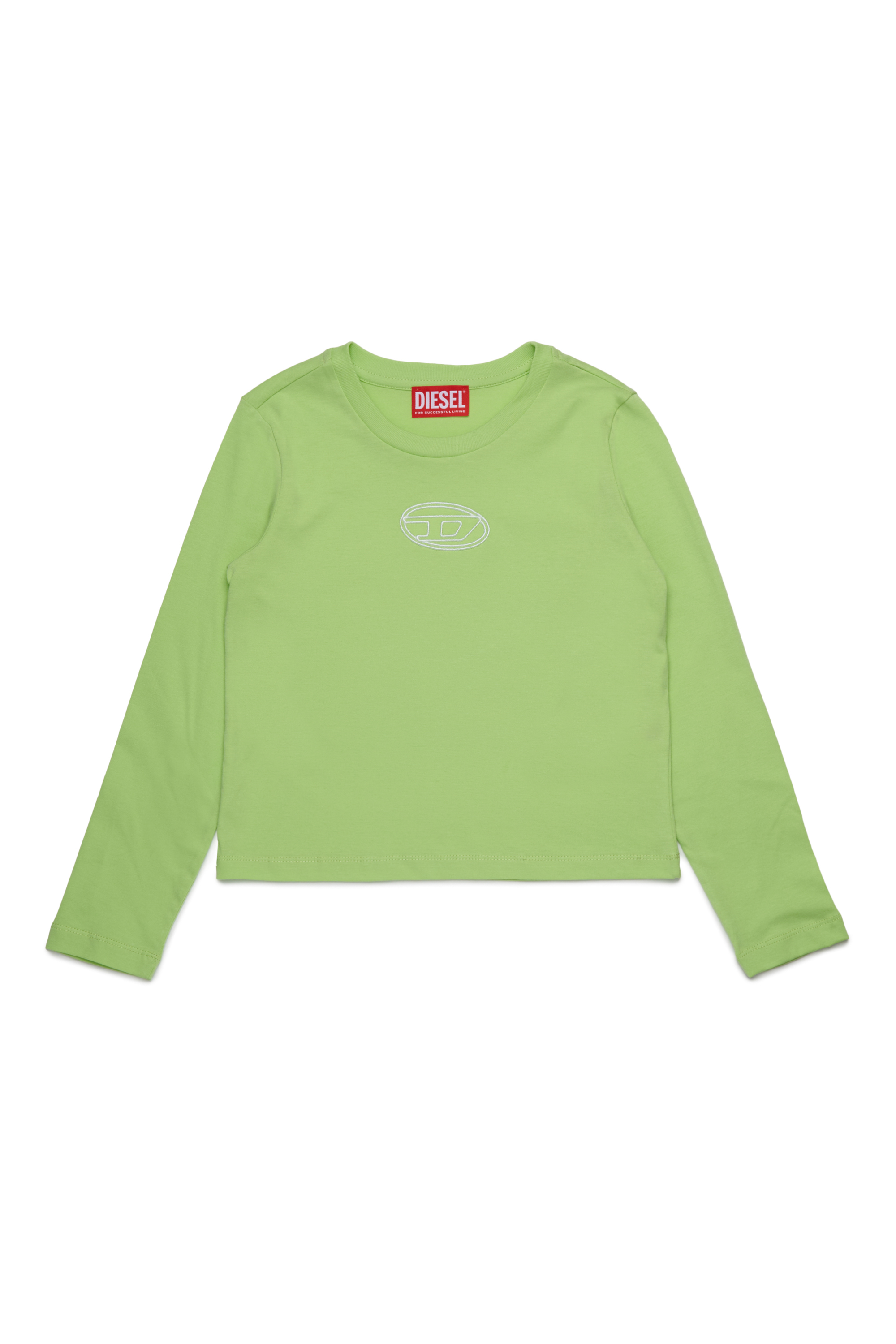 Diesel - TIVALSYLS, Camiseta de algodón con logo bordado Mujer in Verde - 1