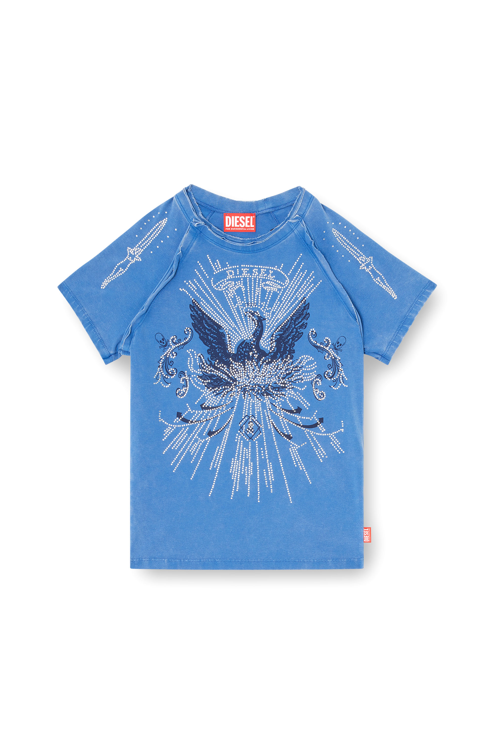 Diesel - T-ROWEENA, Camiseta de ave fénix con piedras Mujer in Azul marino - 3