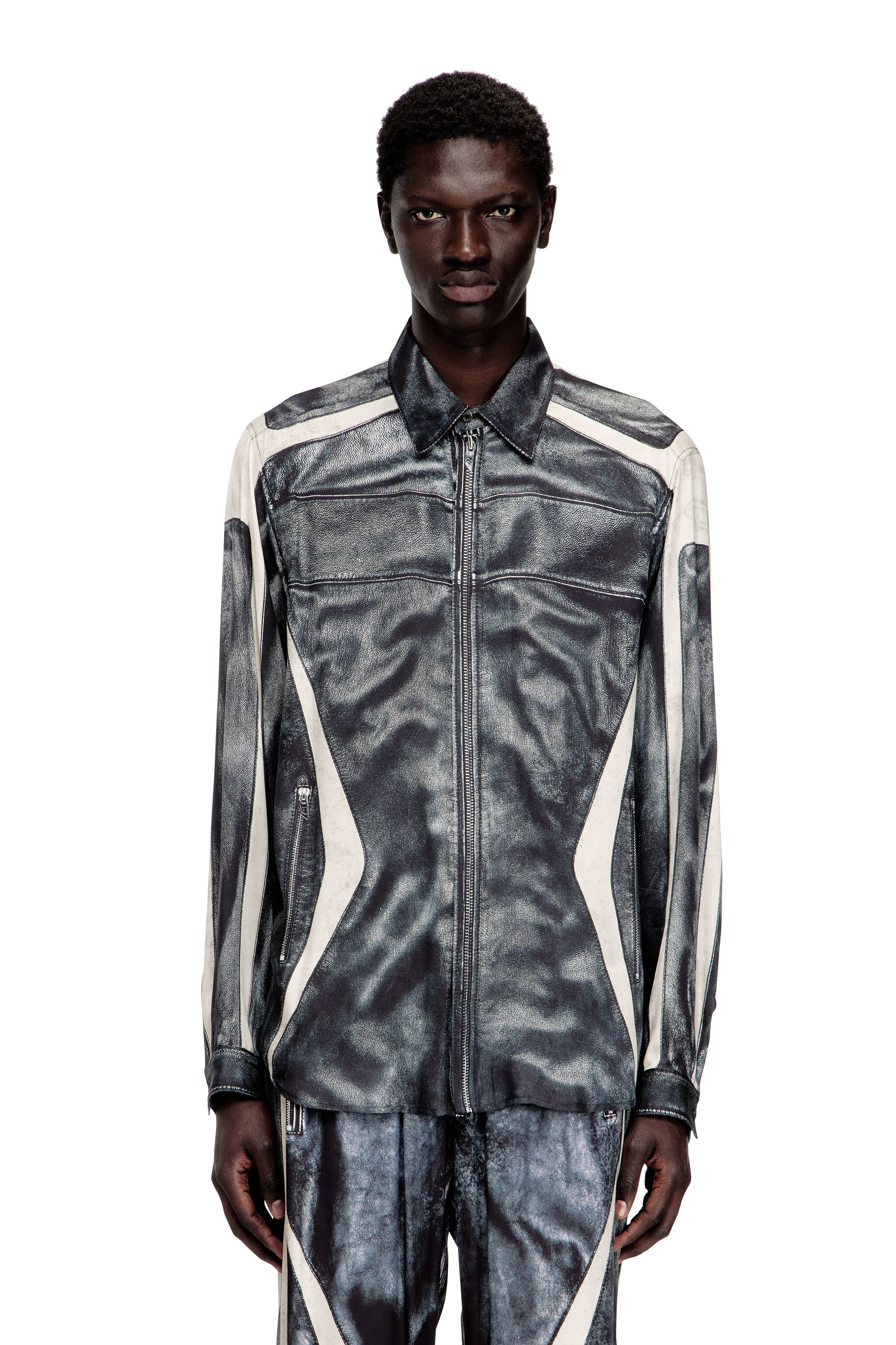 Diesel - S-SIMPLY-BMCZ, Camisa de viscosa estampada con cierre de cremallera frontal Hombre in ToBeDefined - 1