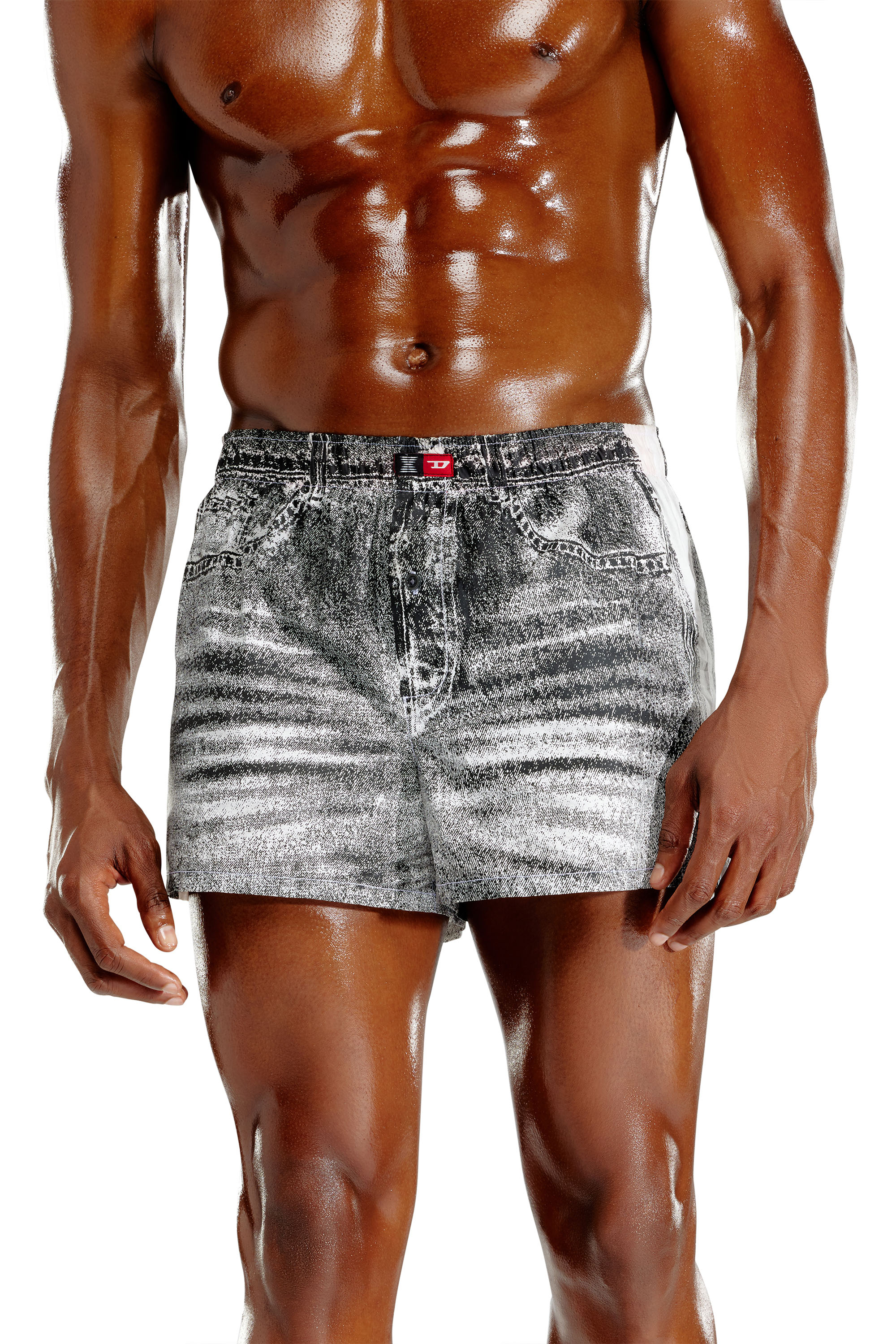 Diesel - TROMPE-BOXERS, Bóxers en popelín de algodón con look denim Hombre in Gris - 2