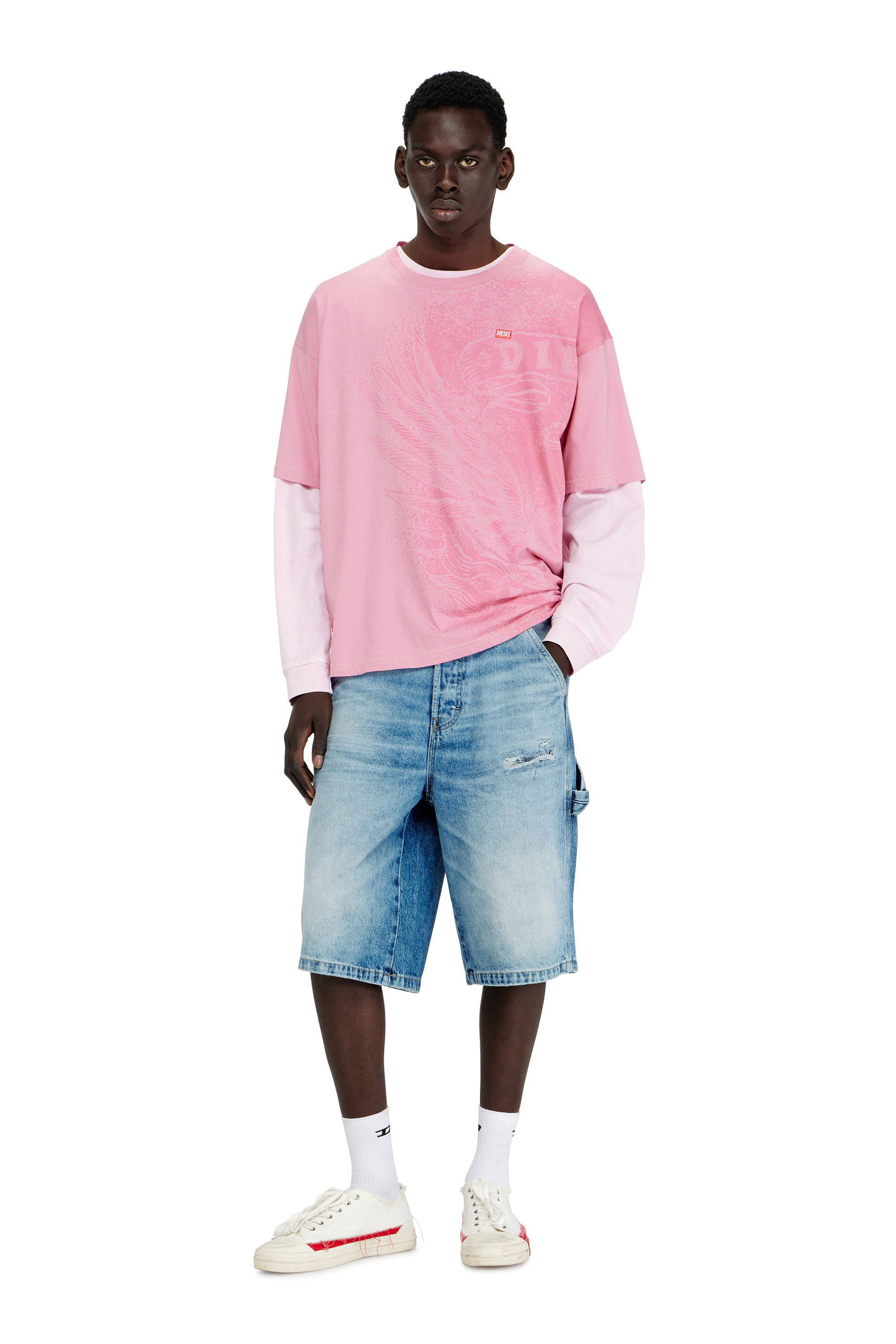 Diesel - D-LIVERY-W-SHORT, Shorts Relaxed en denim fluido con abrasiones Hombre in ToBeDefined - 1