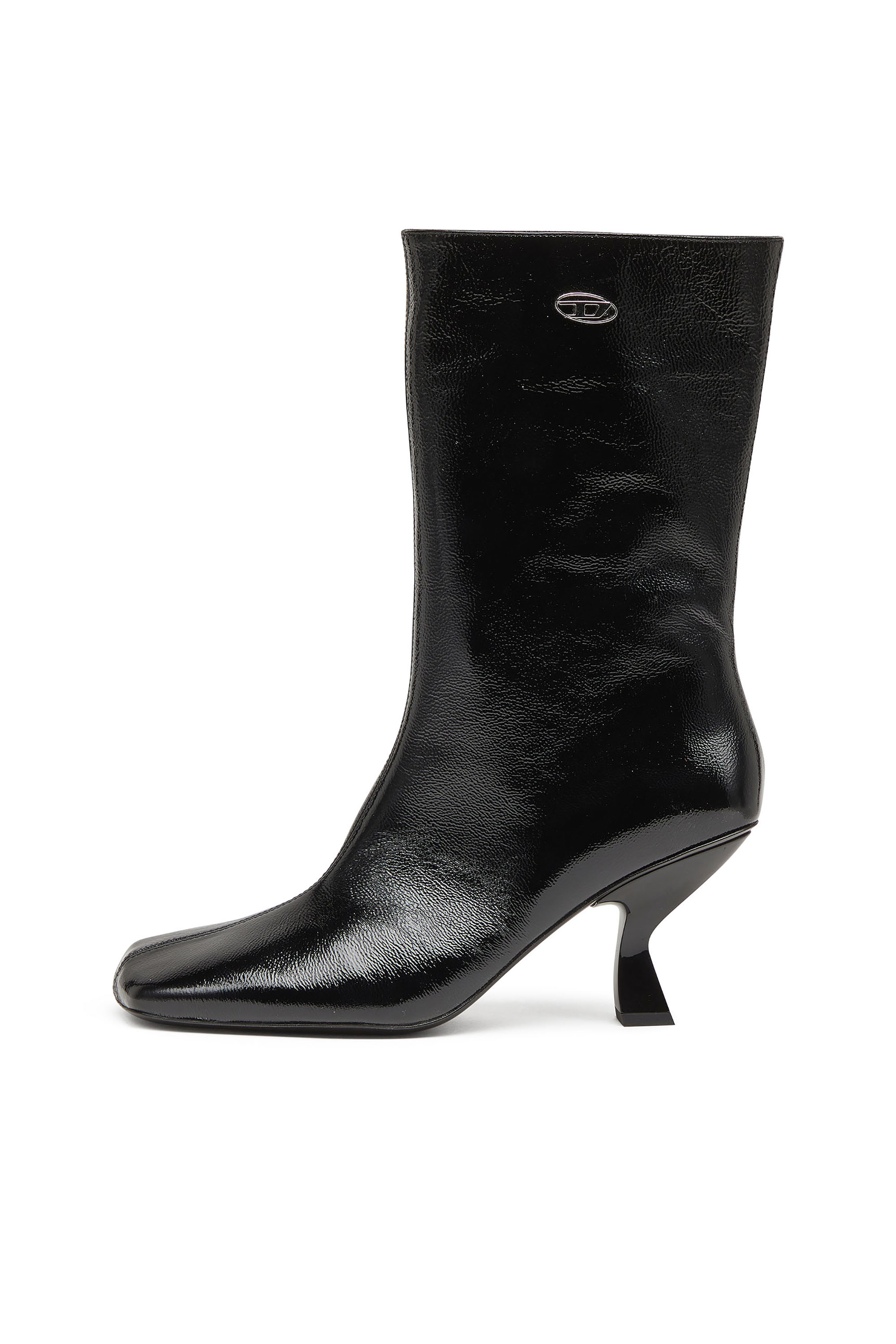 Diesel - D-AMBER TUBE 75, D-Ambar-Botines con efecto naplak y punta cuadrada Mujer in Negro - 8