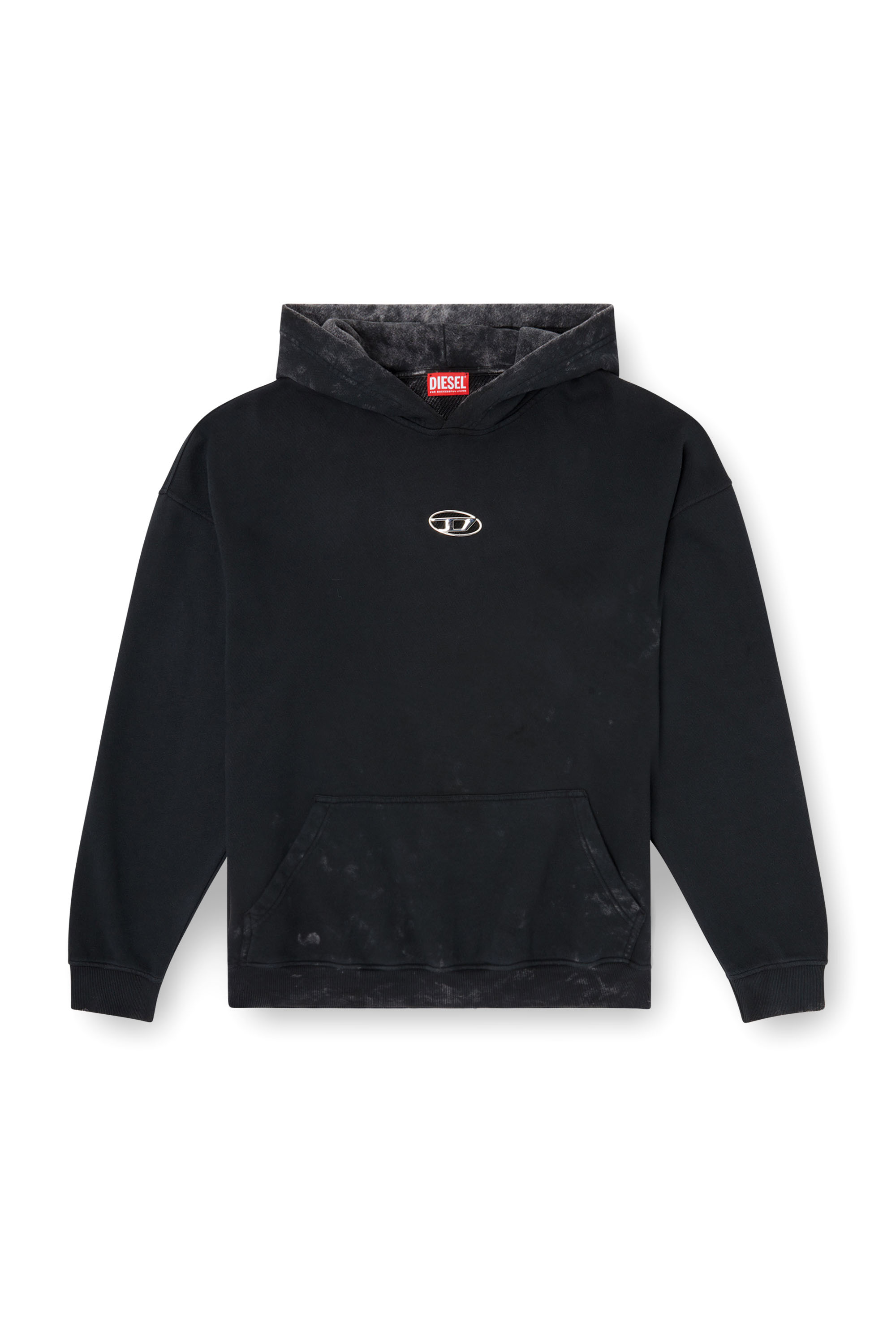 Diesel - S-BOXT-HOOD-T10, Sudadera con capucha y Oval D de metal recortada Hombre in Negro - 3