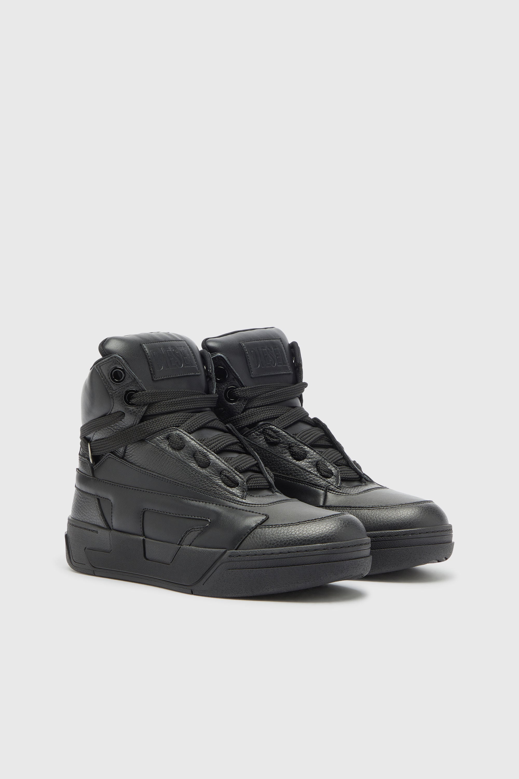 Diesel - S-D-OLLIE MID, S-D-Ollie - Zapatillas altas de piel con D logo Hombre in Negro - 2