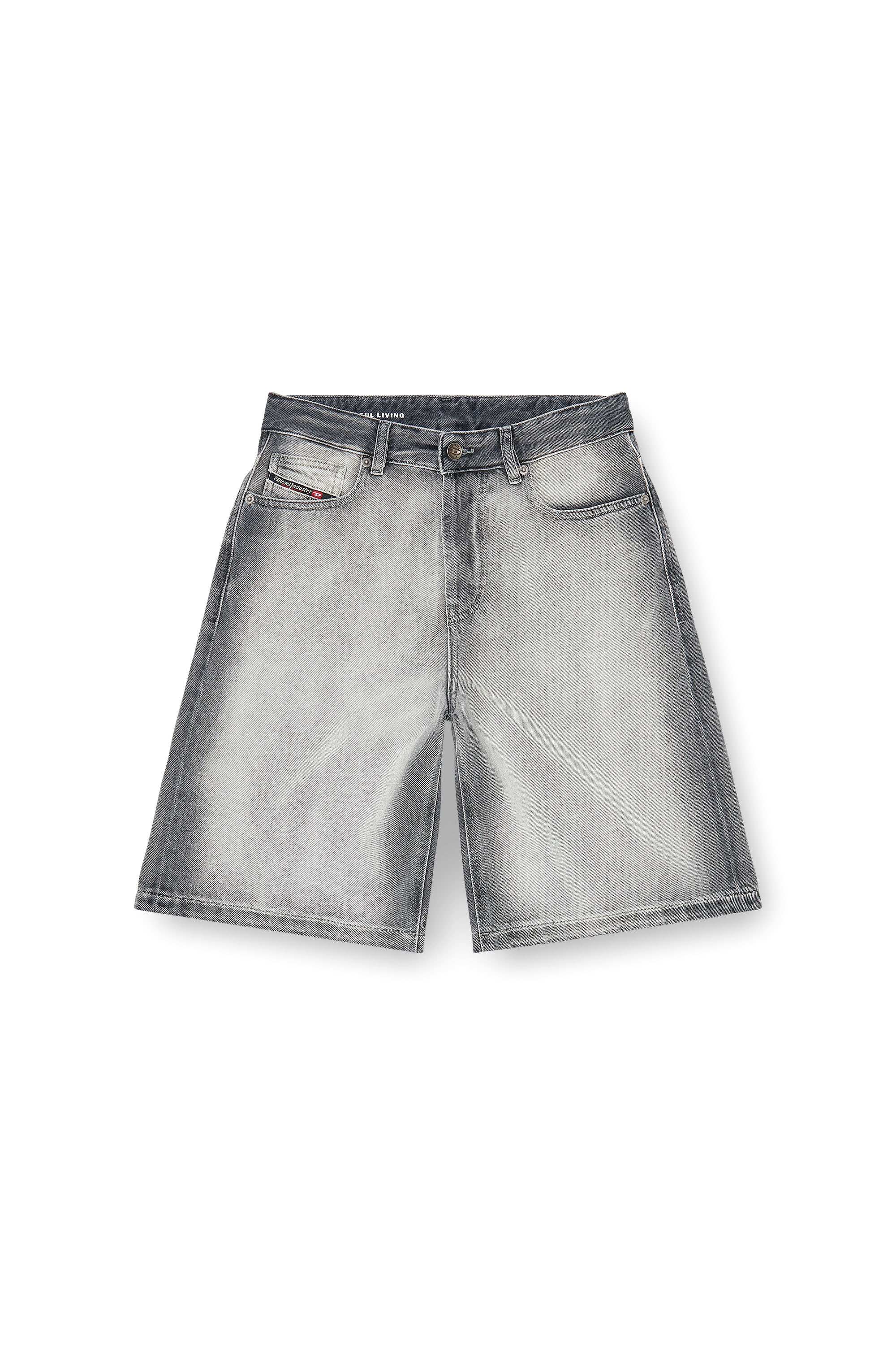 Diesel - DE-SIRE-SHORT-FSI, Shorts en denim lavado oscuro suave Mujer in Gris - 3