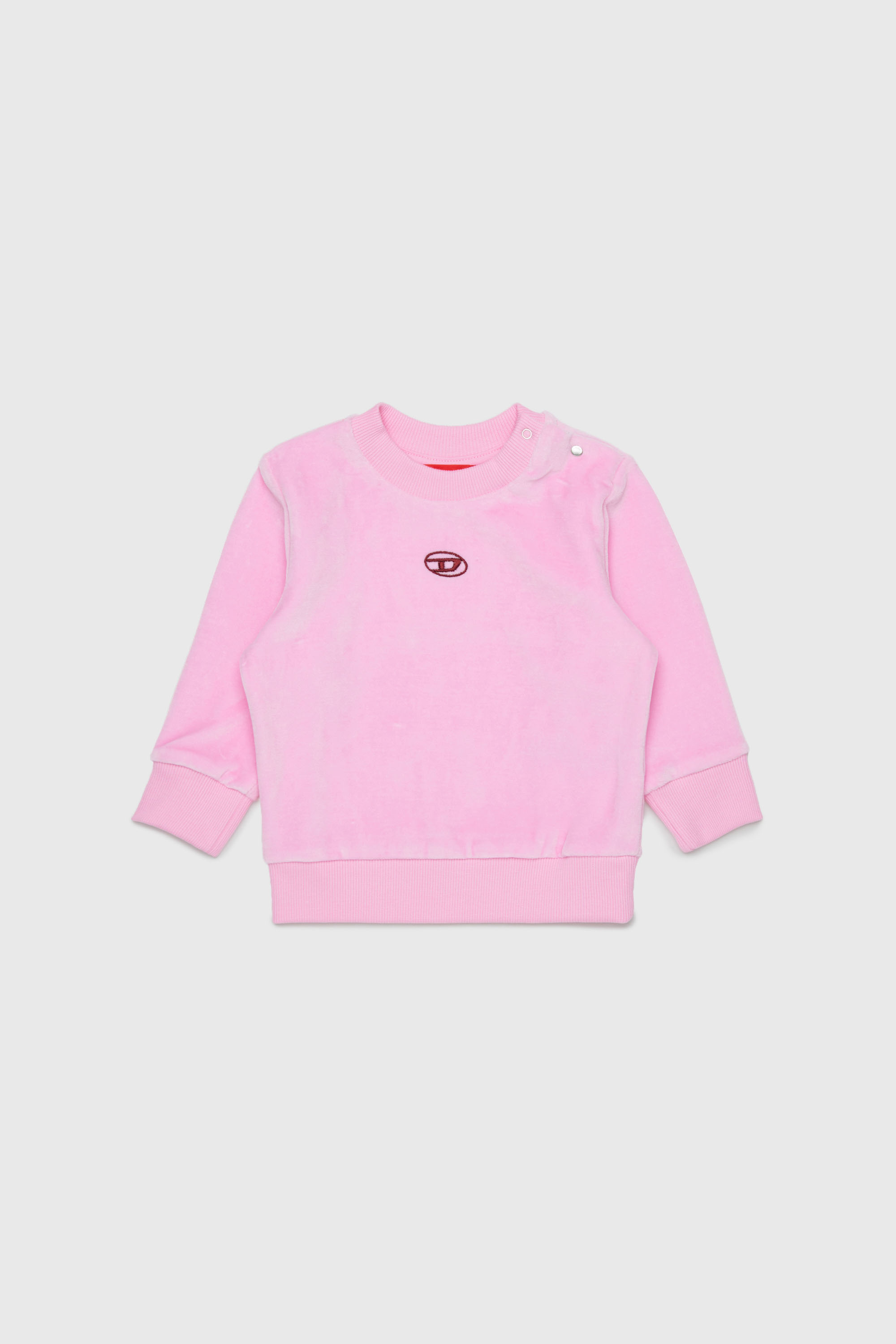 Diesel - SHENIB, Sudadera de terciopelo con bordado Oval D Hombre in Rosa - 1
