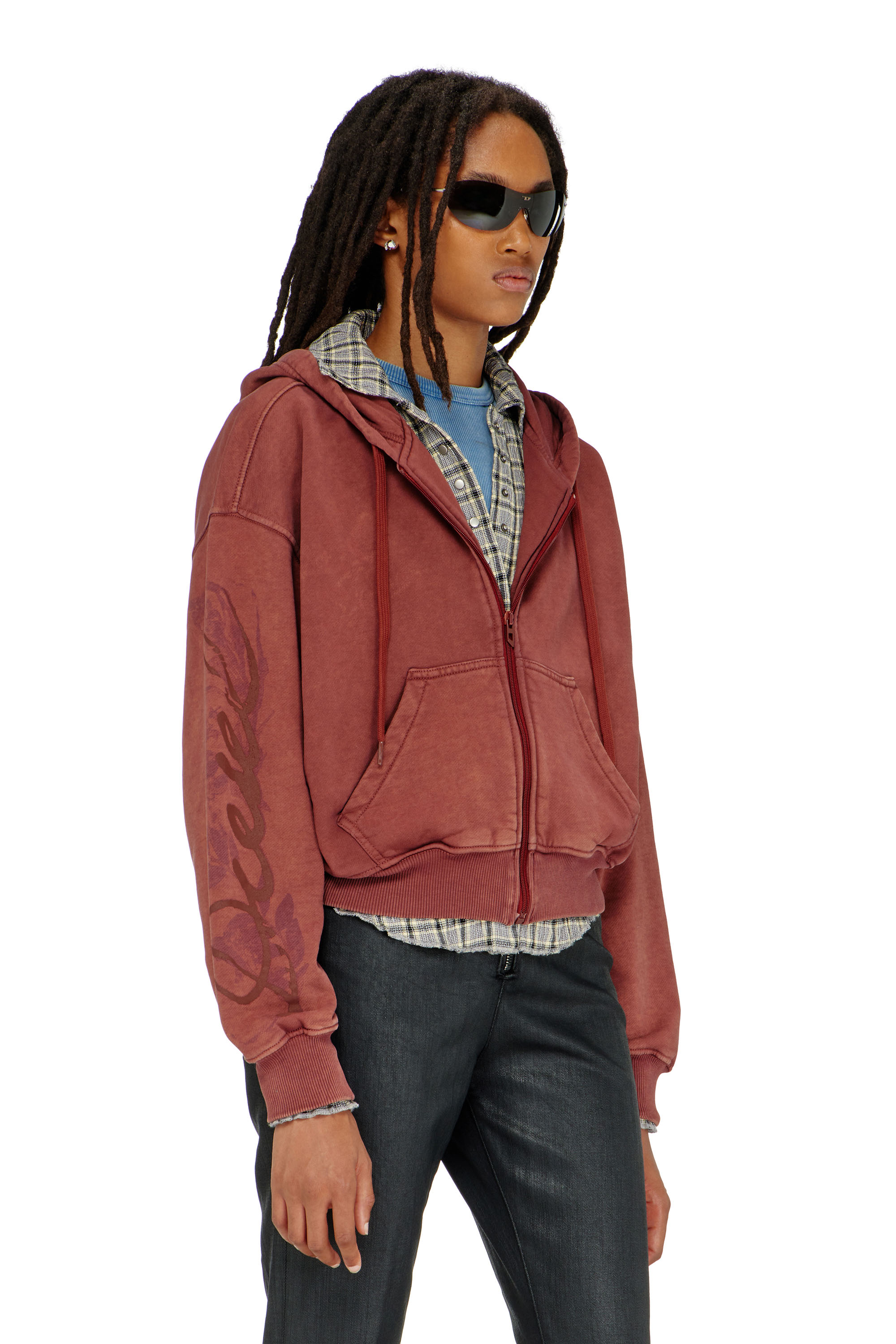 Diesel - F-ELYCY, Sudadera con cremallera y logo floral en relieve Mujer in ToBeDefined - 1