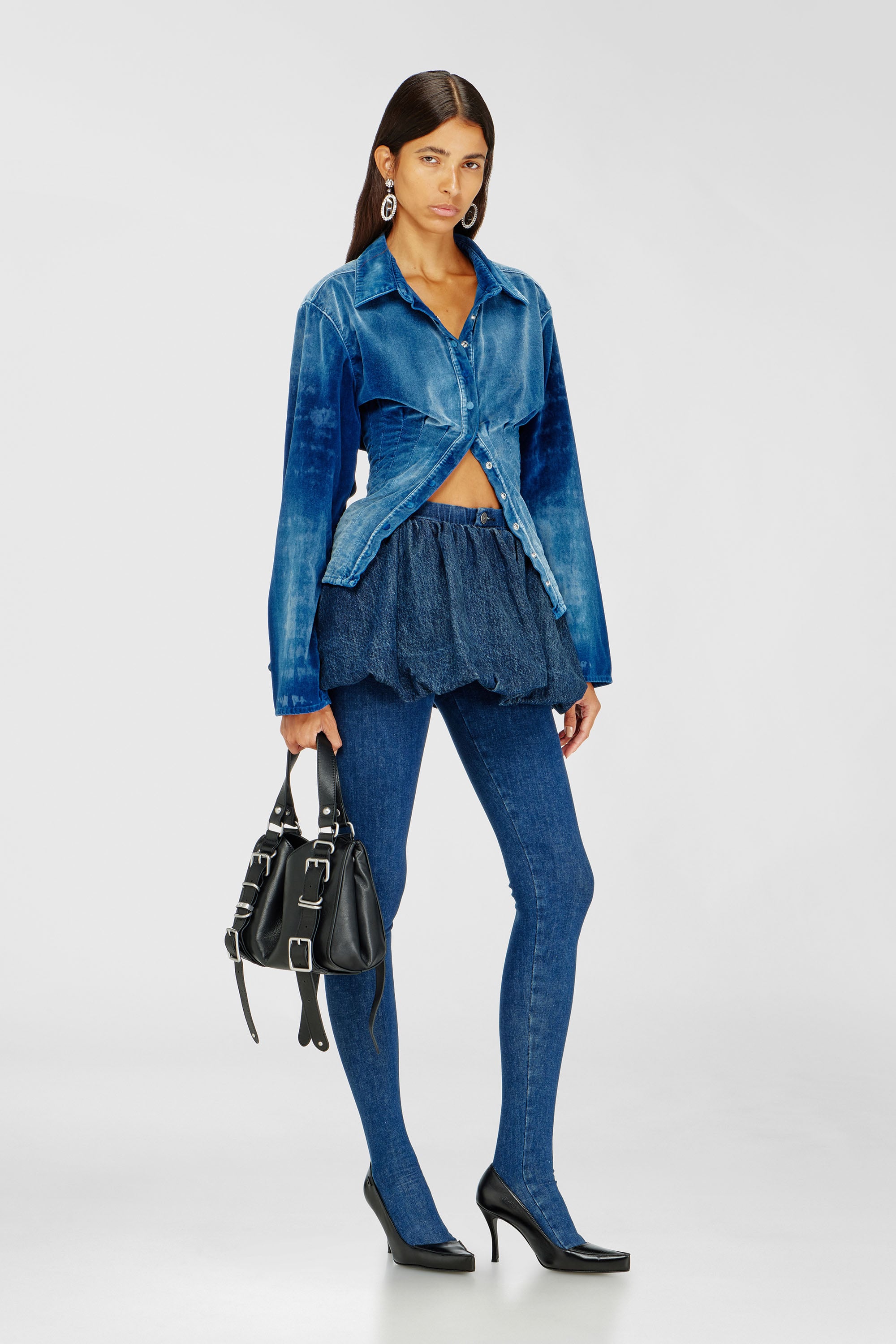 Diesel - DE-MUJ-FSJ2, Minifalda globo de denim Mujer in Azul marino - 1