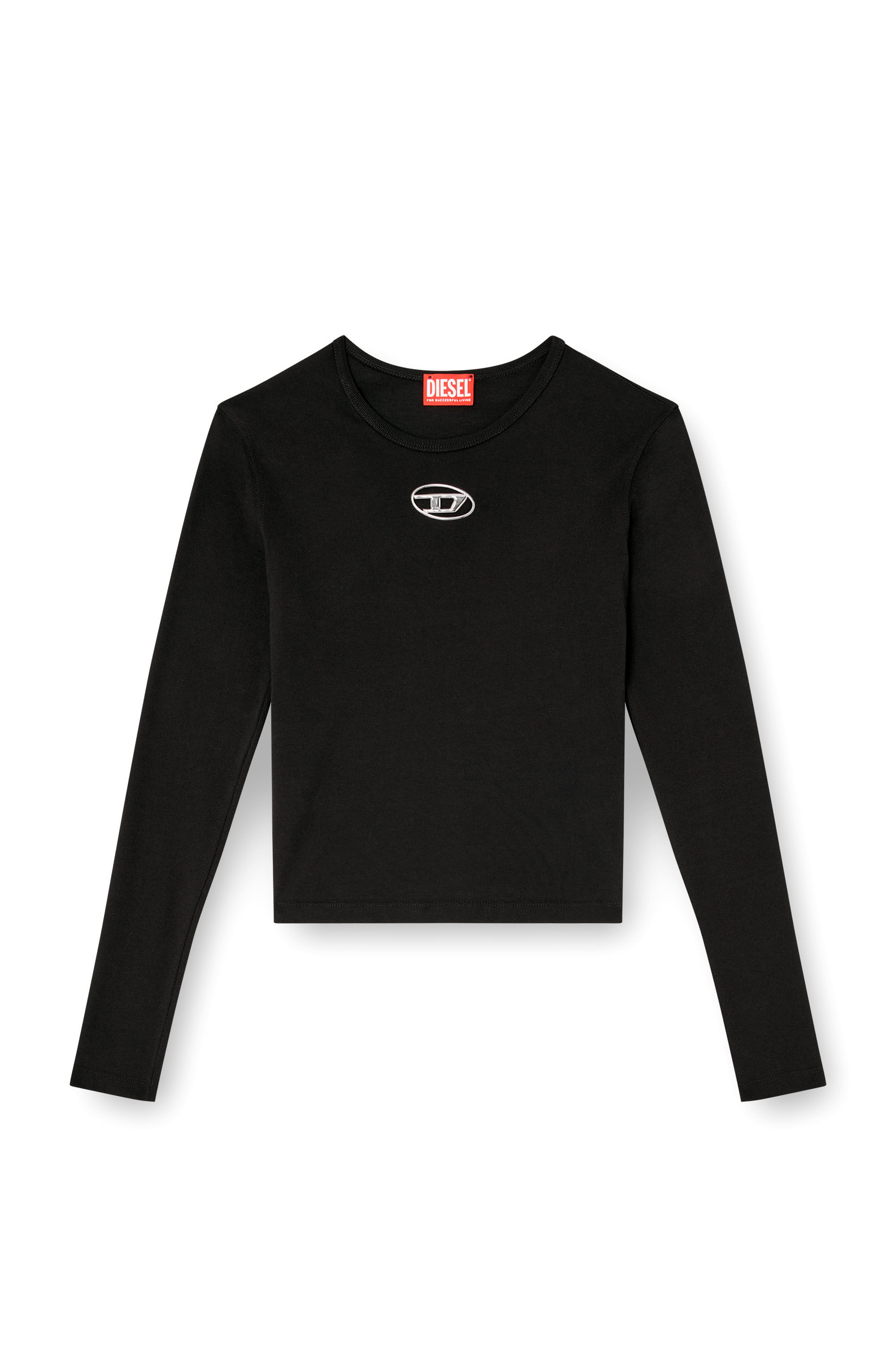 Diesel - T-UNCUTIE-LONG-LS-OD, Top de manga larga con recorte Oval D Mujer in Negro - 3