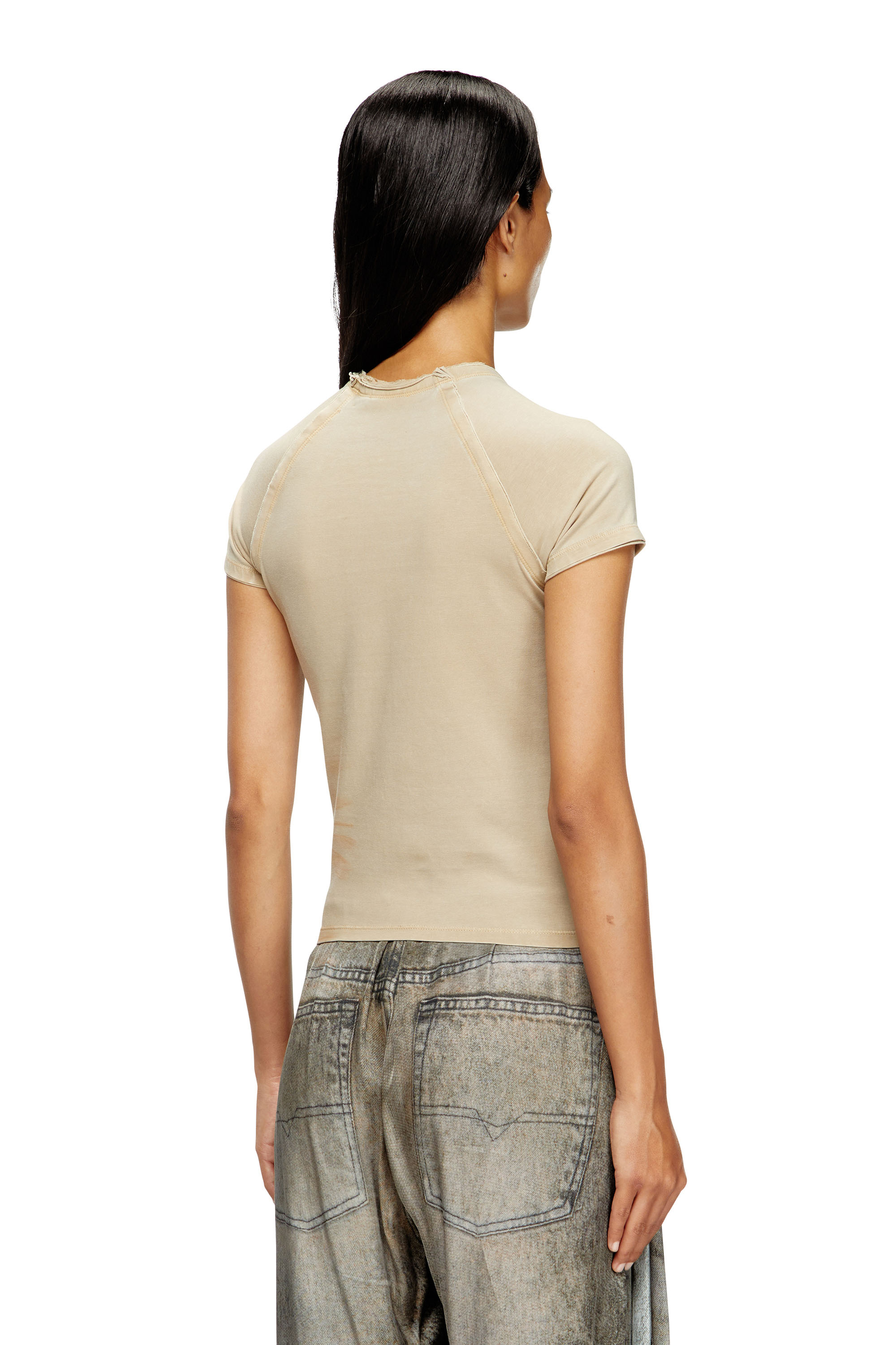 Diesel - T-ROWEENA, Camiseta de ave fénix con piedras Mujer in Marrón - 4