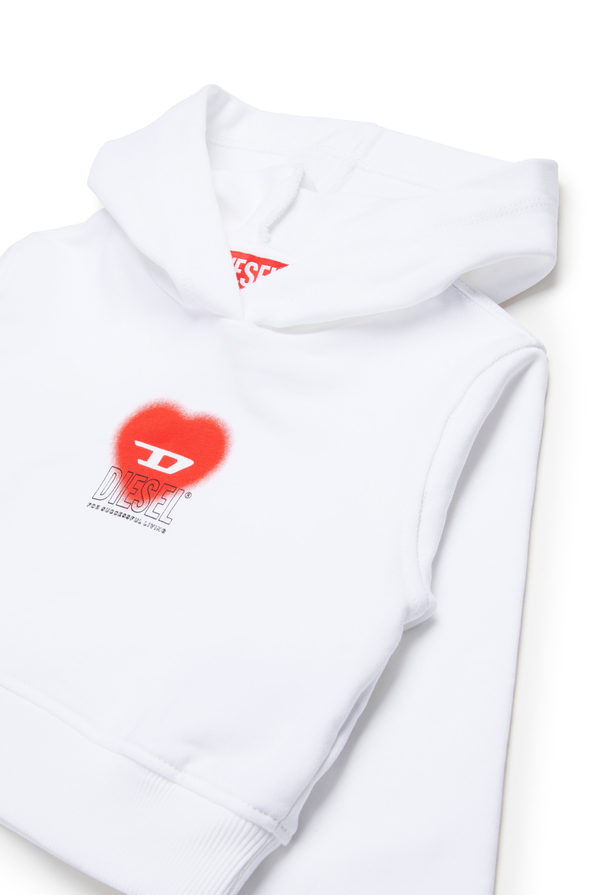 Diesel - SCUOREHOOD, Sudadera con capucha recortada con logotipo de corazón Mujer in Blanco - 3