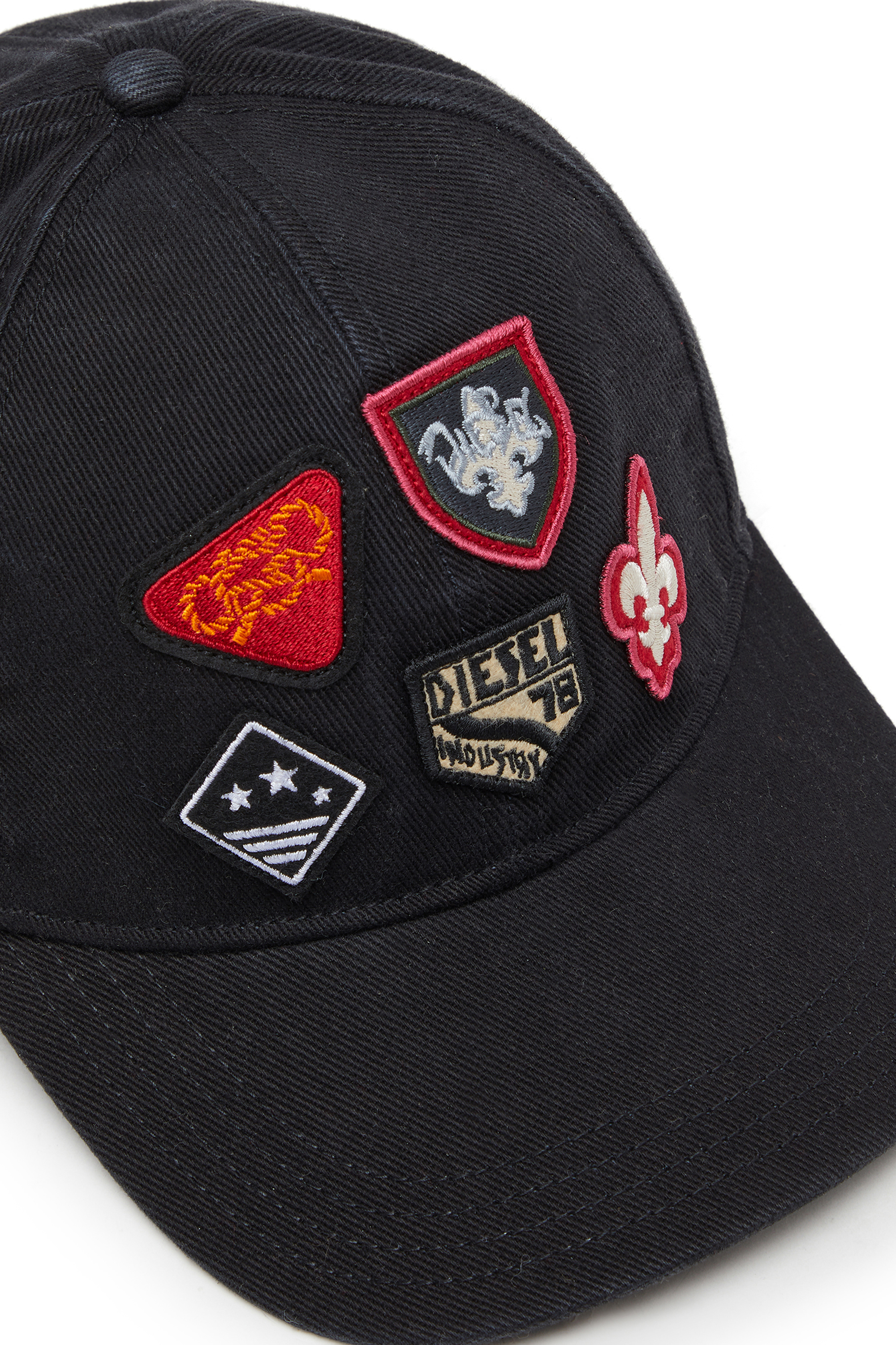 Diesel - C-SCUD, Gorra de b&eacute;isbol con parches bordados Hombre in Negro - 3