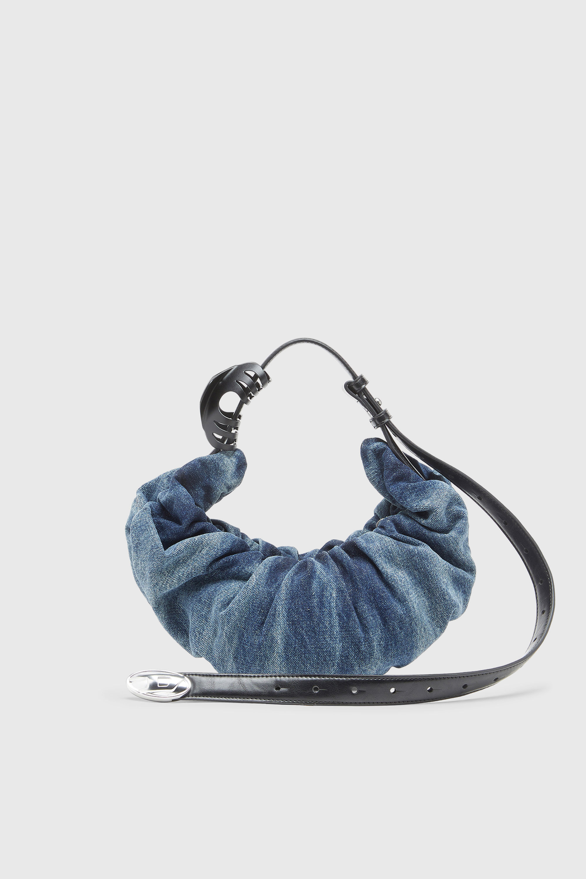 Diesel - GRAB-D HOBO S, Grab-D S-Bolso hobo peque&ntilde;o arrugado en denim tratado Mujer in Azul marino - 1
