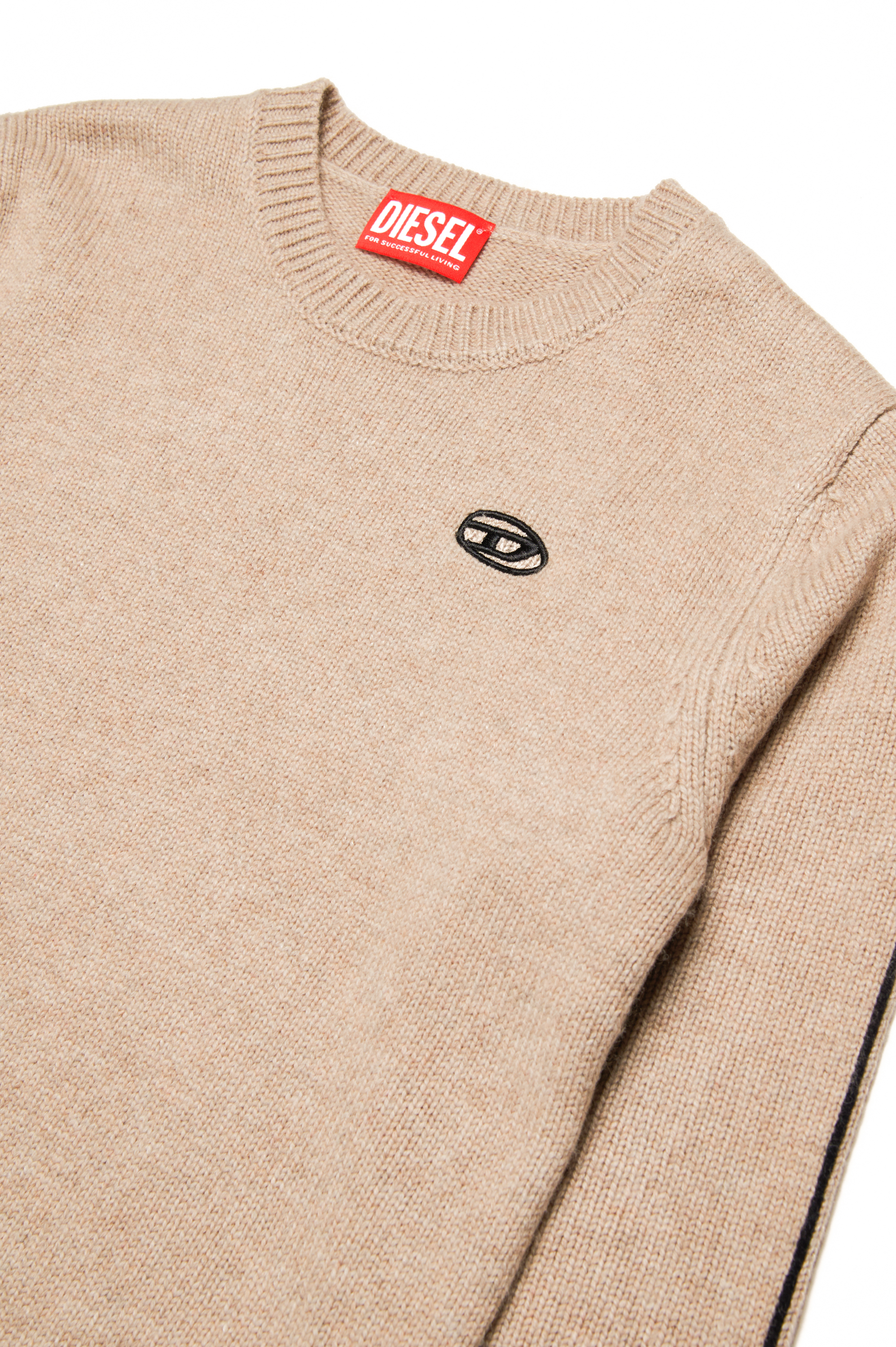 Diesel - KVROMO, Man's Piped jumper in cashmere-enriched blend in Light Brown - 3