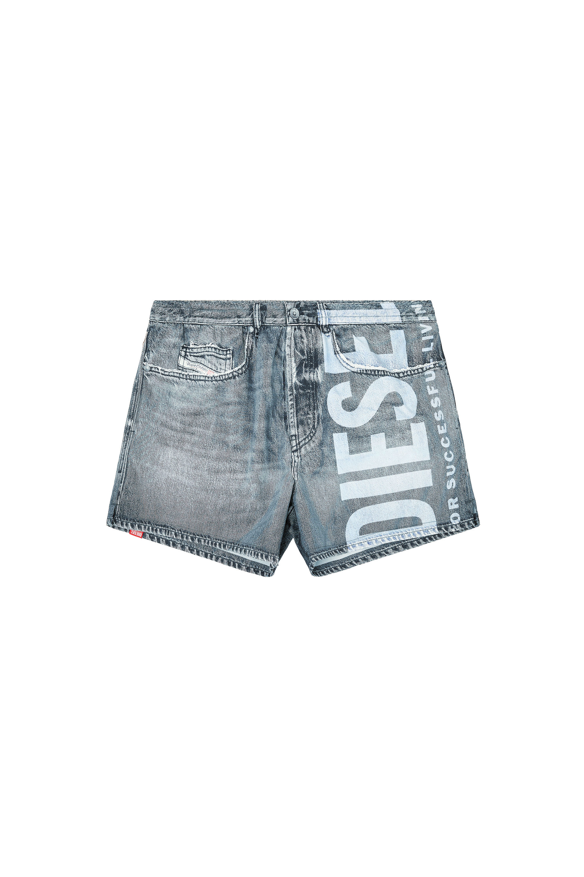 Diesel - KEN-37-DNM, Shorts de baño de longitud media de denim trampantojo Hombre in Gris - 4