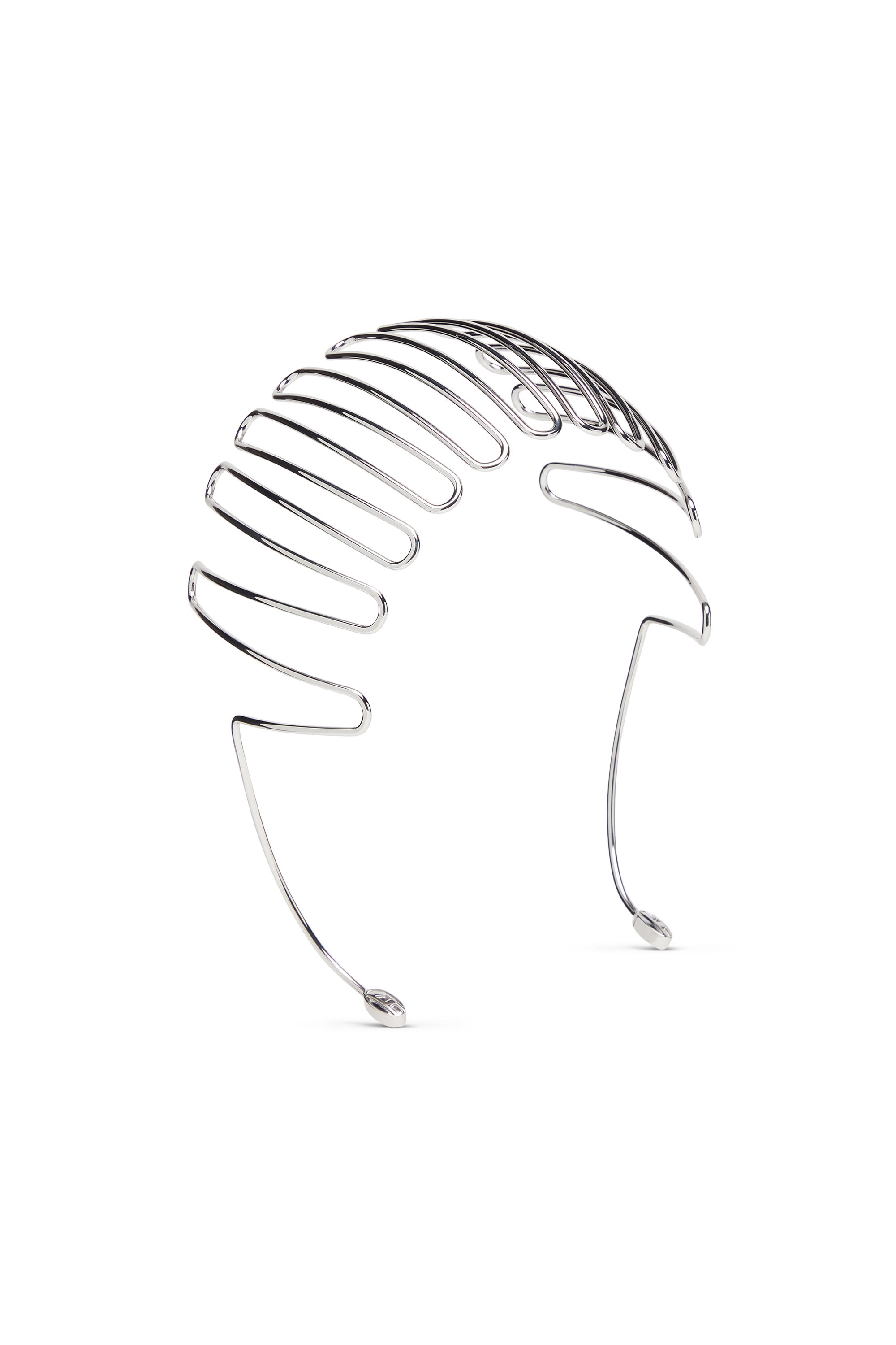 Diesel - VOLT-D HEADBAND, Cinta para el cabello con diseño enjaulado y logotipo Oval D Mujer in Plateado - 1
