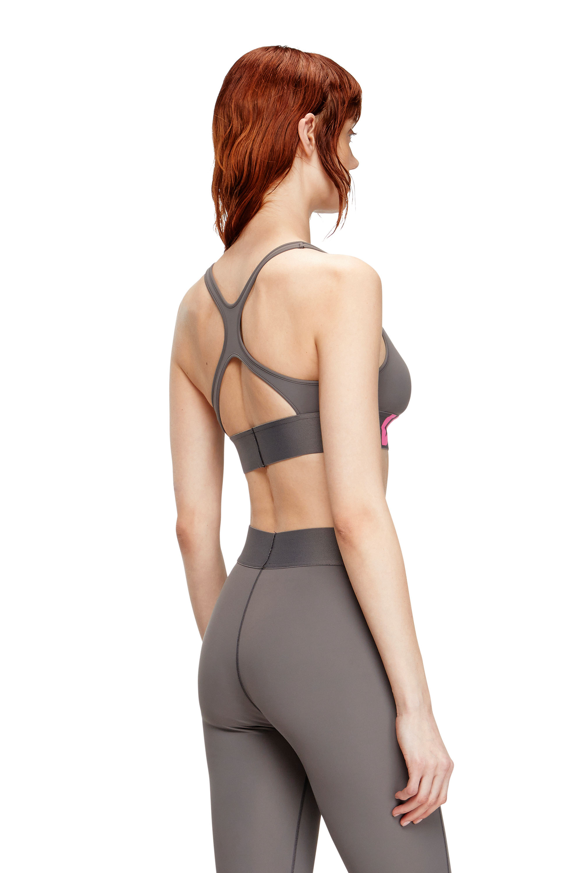 Diesel - ALLISON-D-POP, Sujetador deportivo de microfibra con logotipo recortado Mujer in Gris - 4