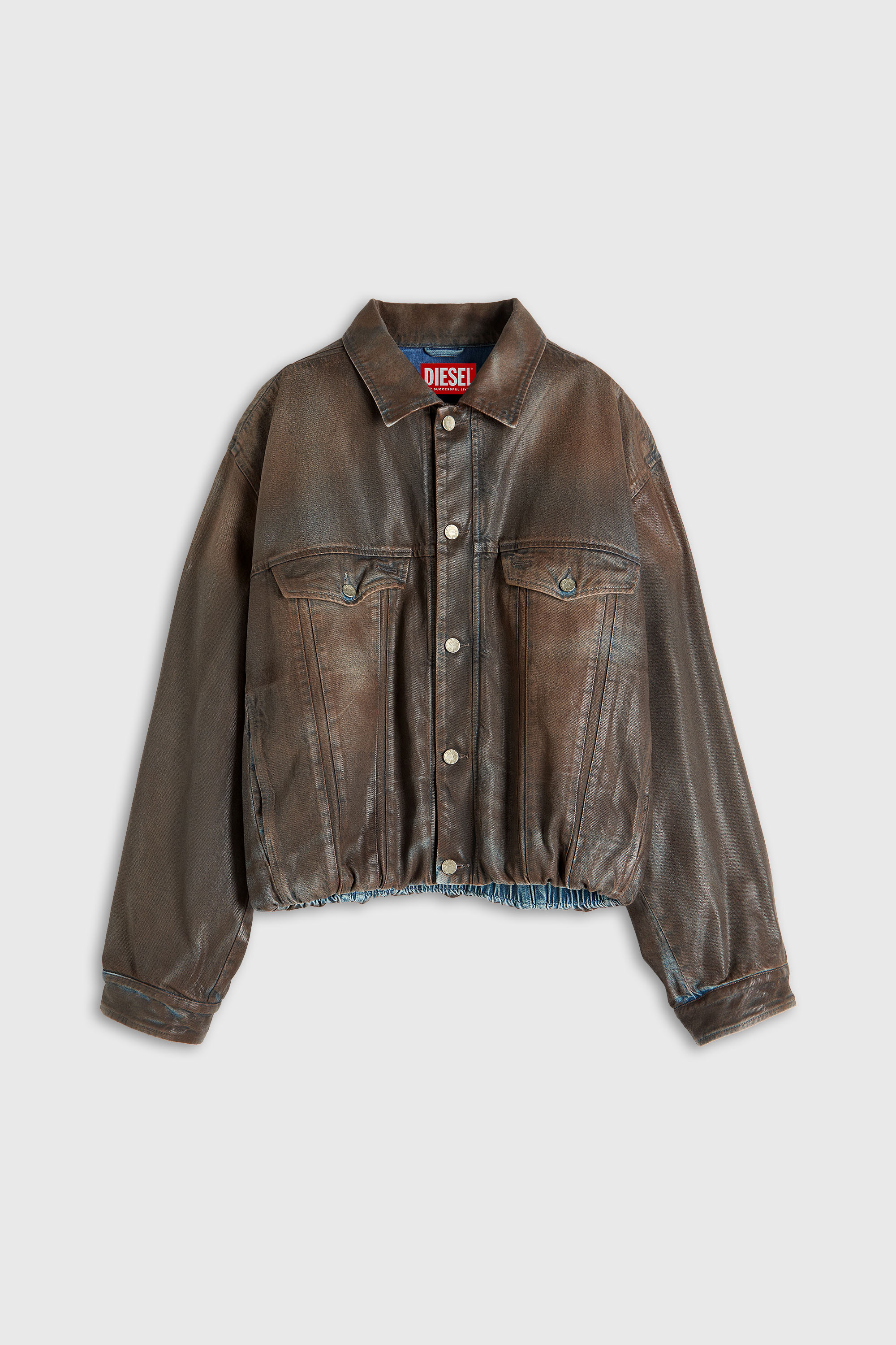 Diesel - D-MORVI-S, Chaqueta trucker de denim revestido Unisex in Marr&oacute;n - 2