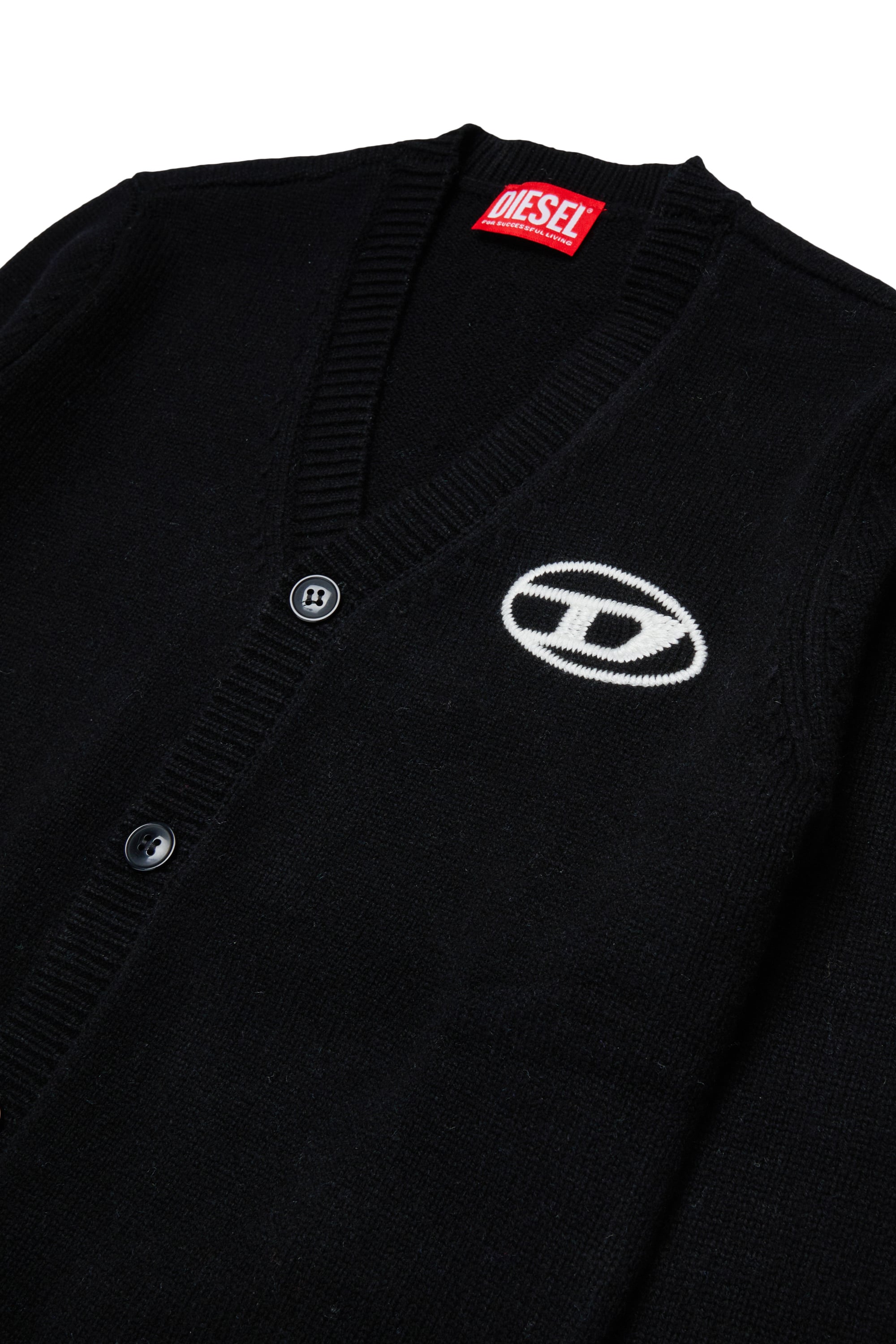 Diesel - KLABO CARDIGAN OVER, Cashmere-enriched cardigan con Logo Oval D Hombre in Negro - 3