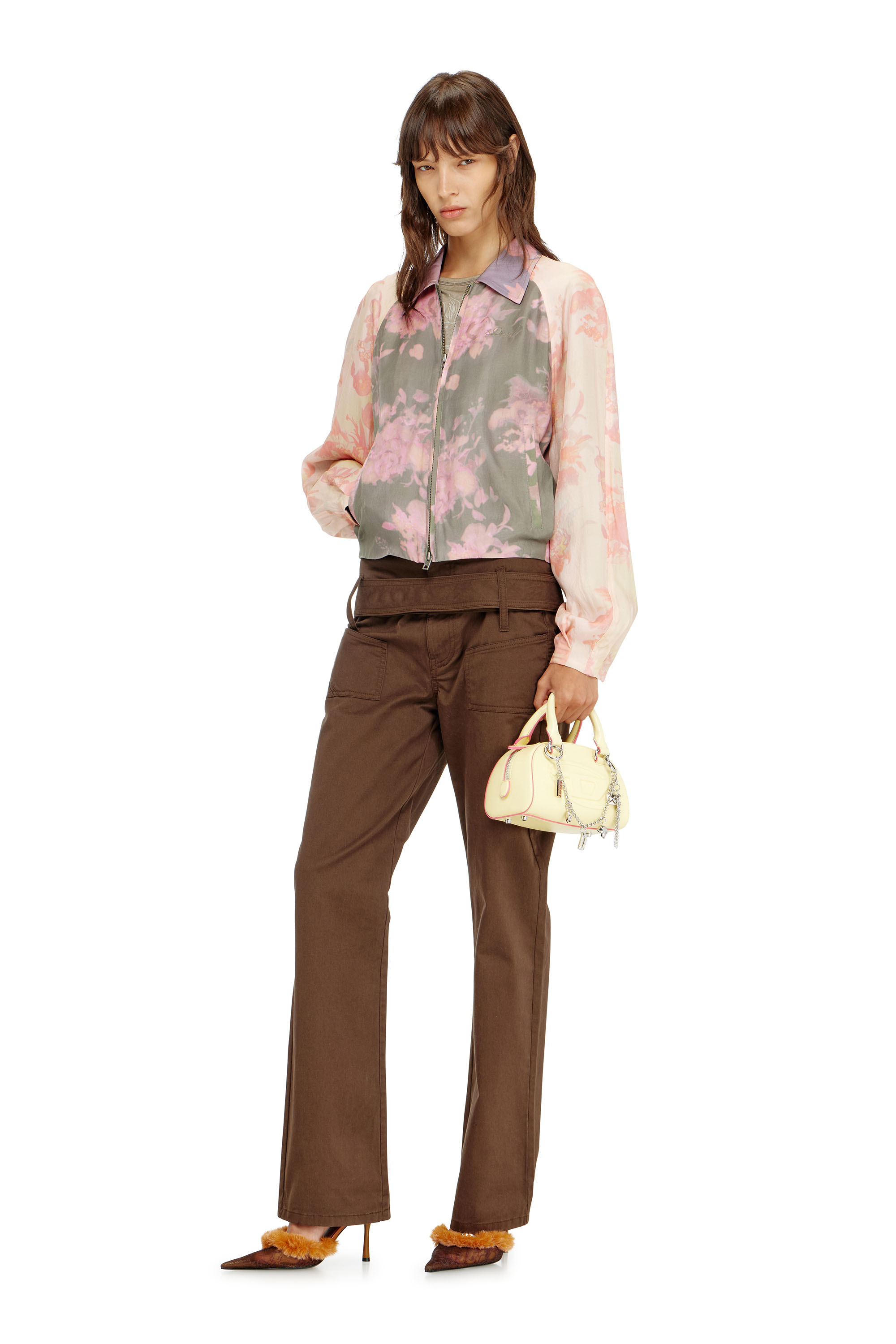 Diesel - G-ALENA, Chaqueta bomber floral en acetato arrugado Mujer in Multicolor - 2