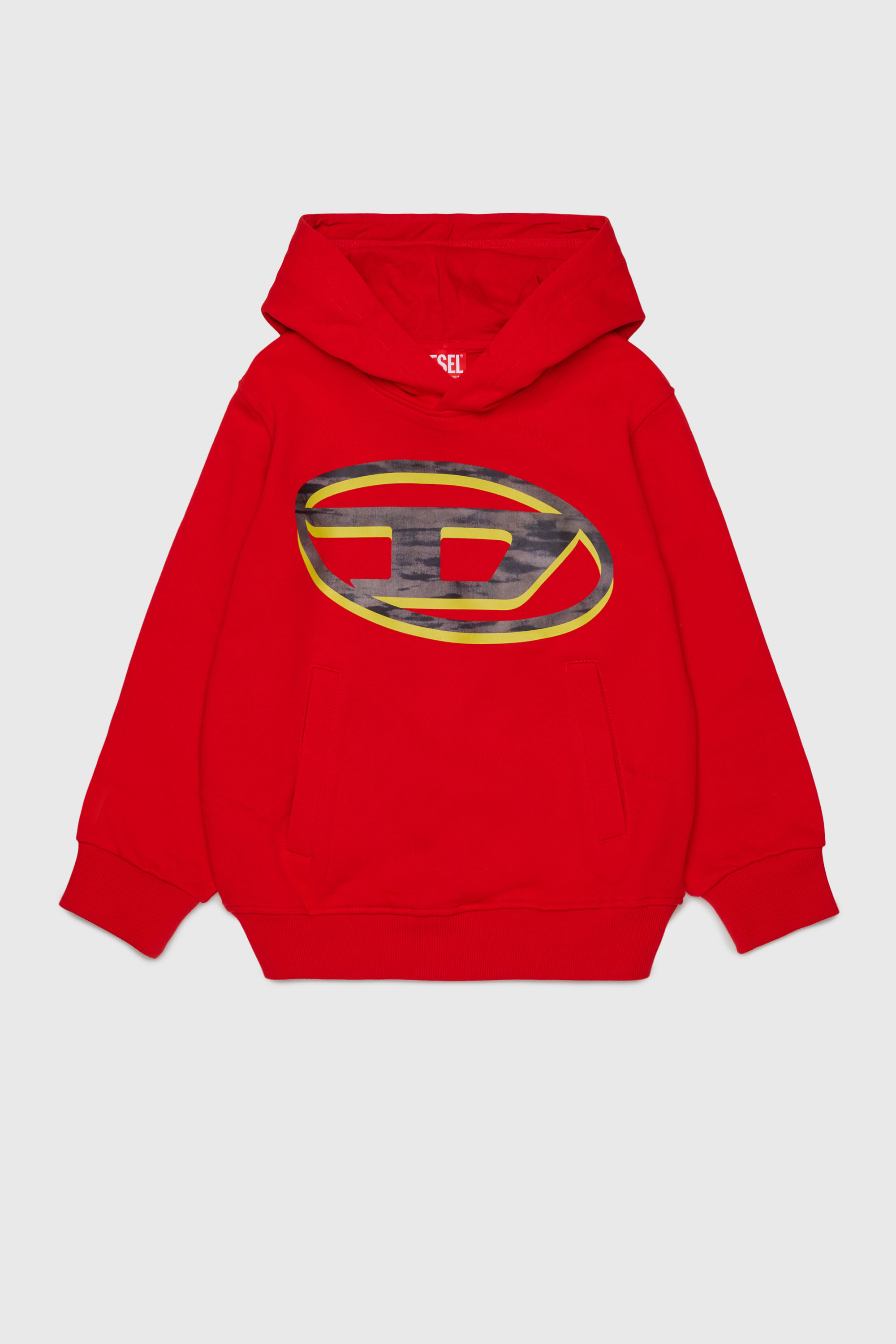 Diesel - SVELLYHOOD OVER, Man's Hoodie with two-tone Oval D print in Red - 1