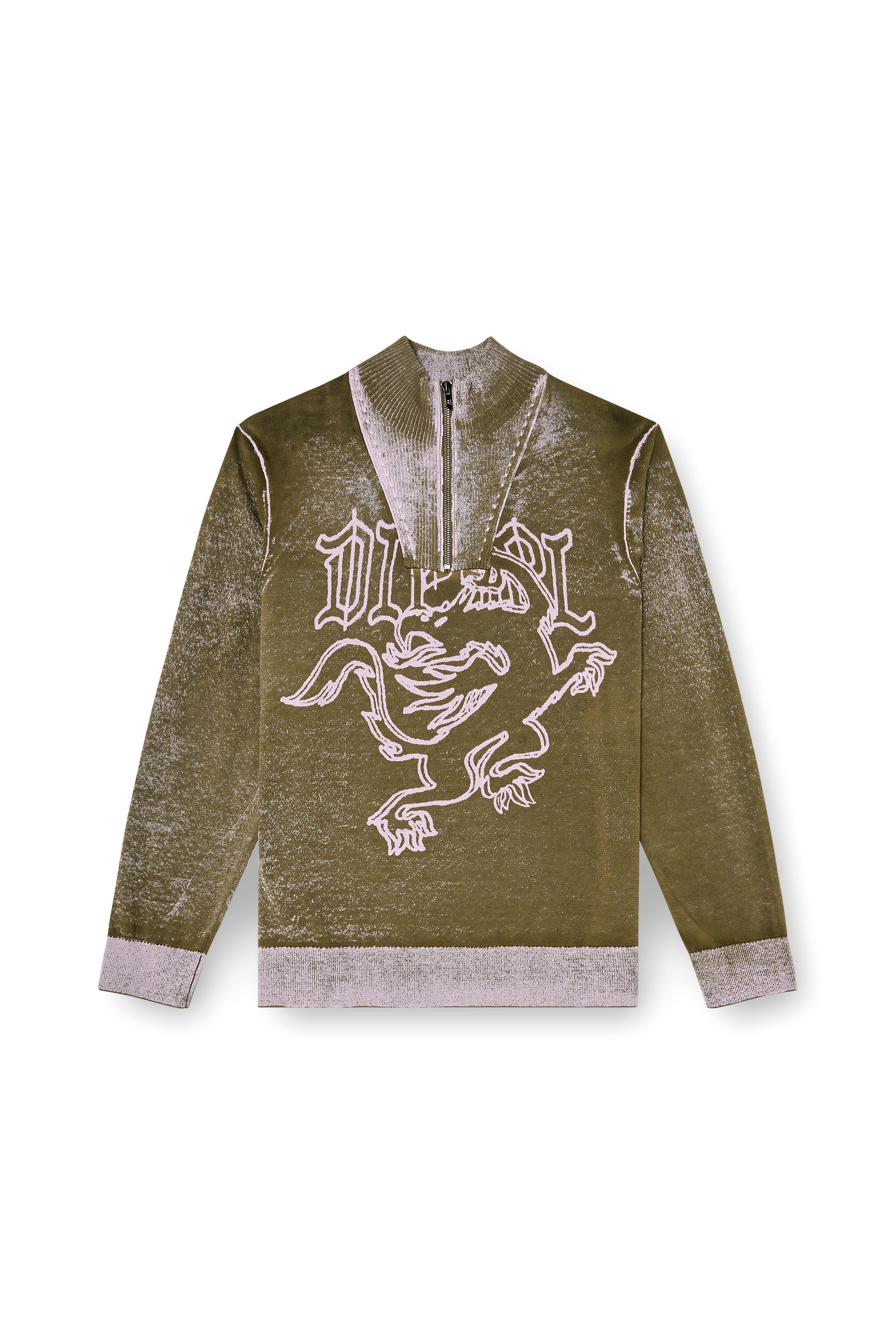 Diesel - K-LAUTARE, Treated half-zip jumper con motivo de griffin Hombre in ToBeDefined - 3