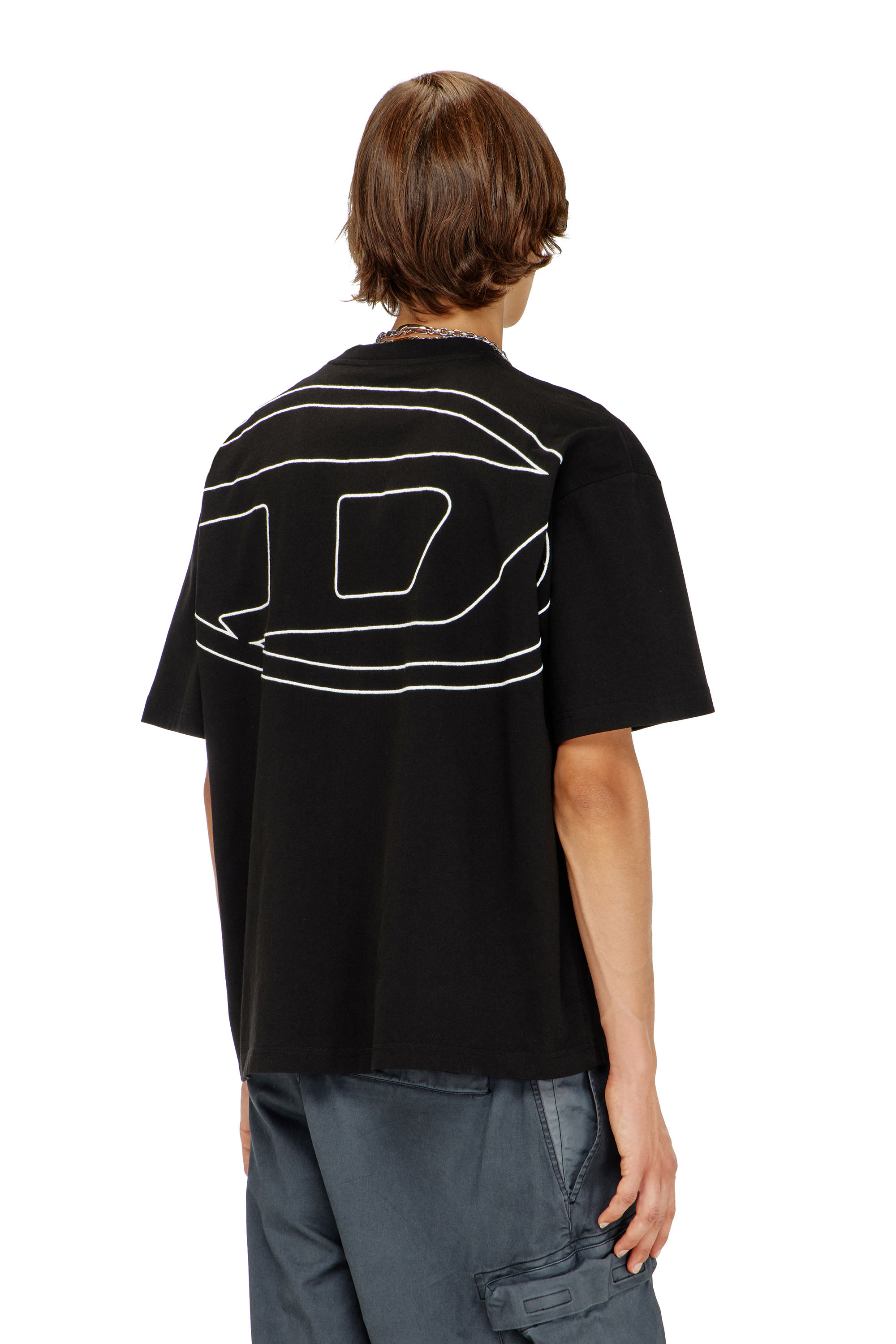 Diesel - T-BOGGY-MEGOVAL-D, Camiseta con bordado oval D grande Hombre in Negro - 4