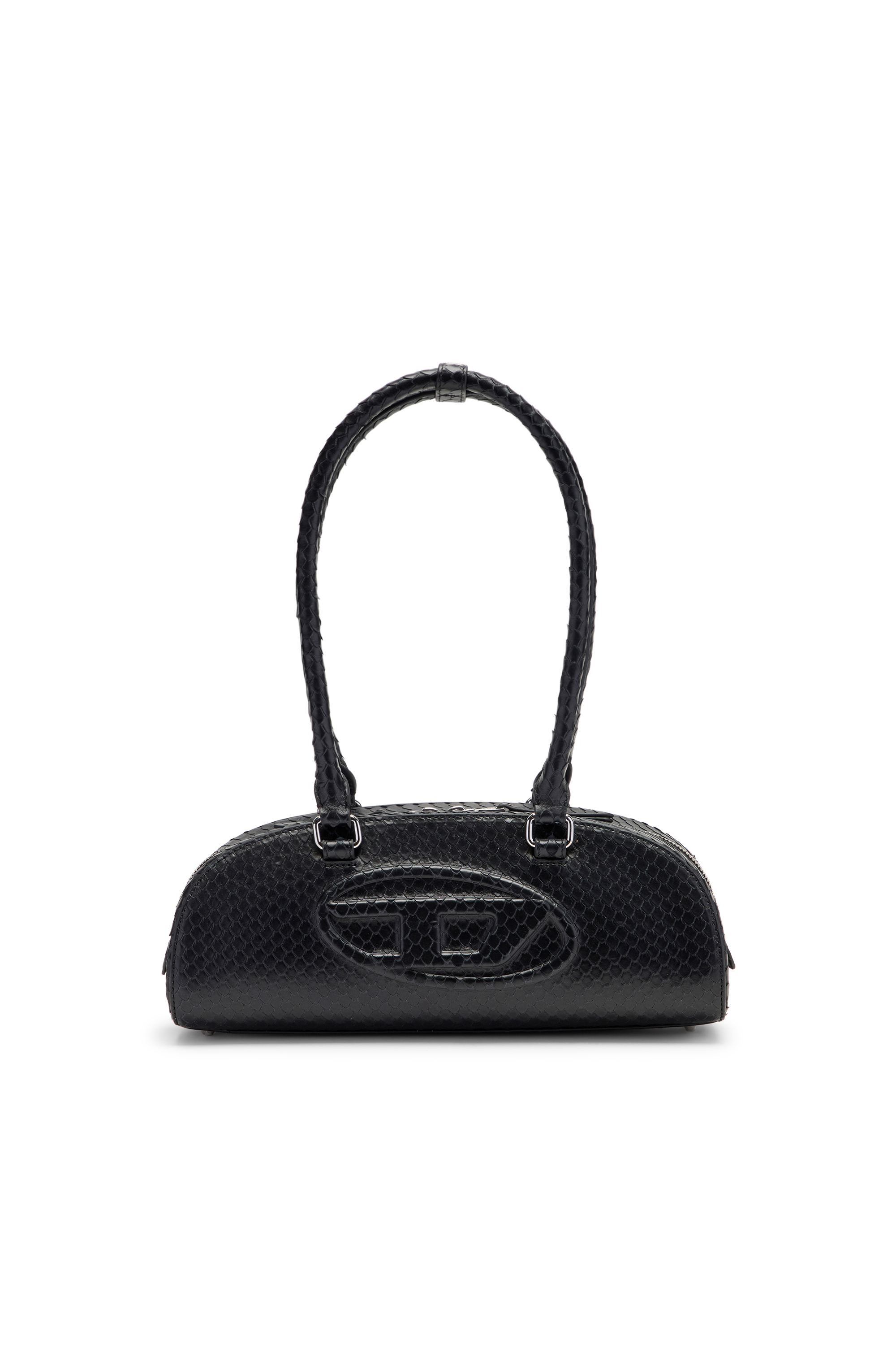 Diesel - 1DR DOME SHOULDER EW, 1DR Dome-Bolso bowling alargado en piel efecto serpiente Mujer in Negro - 2