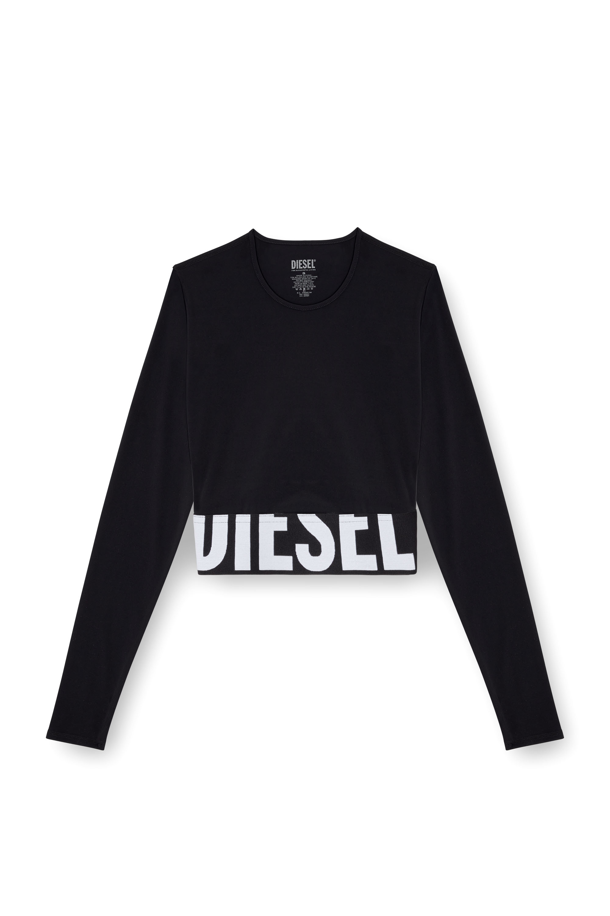 Diesel - MELISSA-D-POP, Top corto de microfibra con logotipo recortado Mujer in Negro - 2