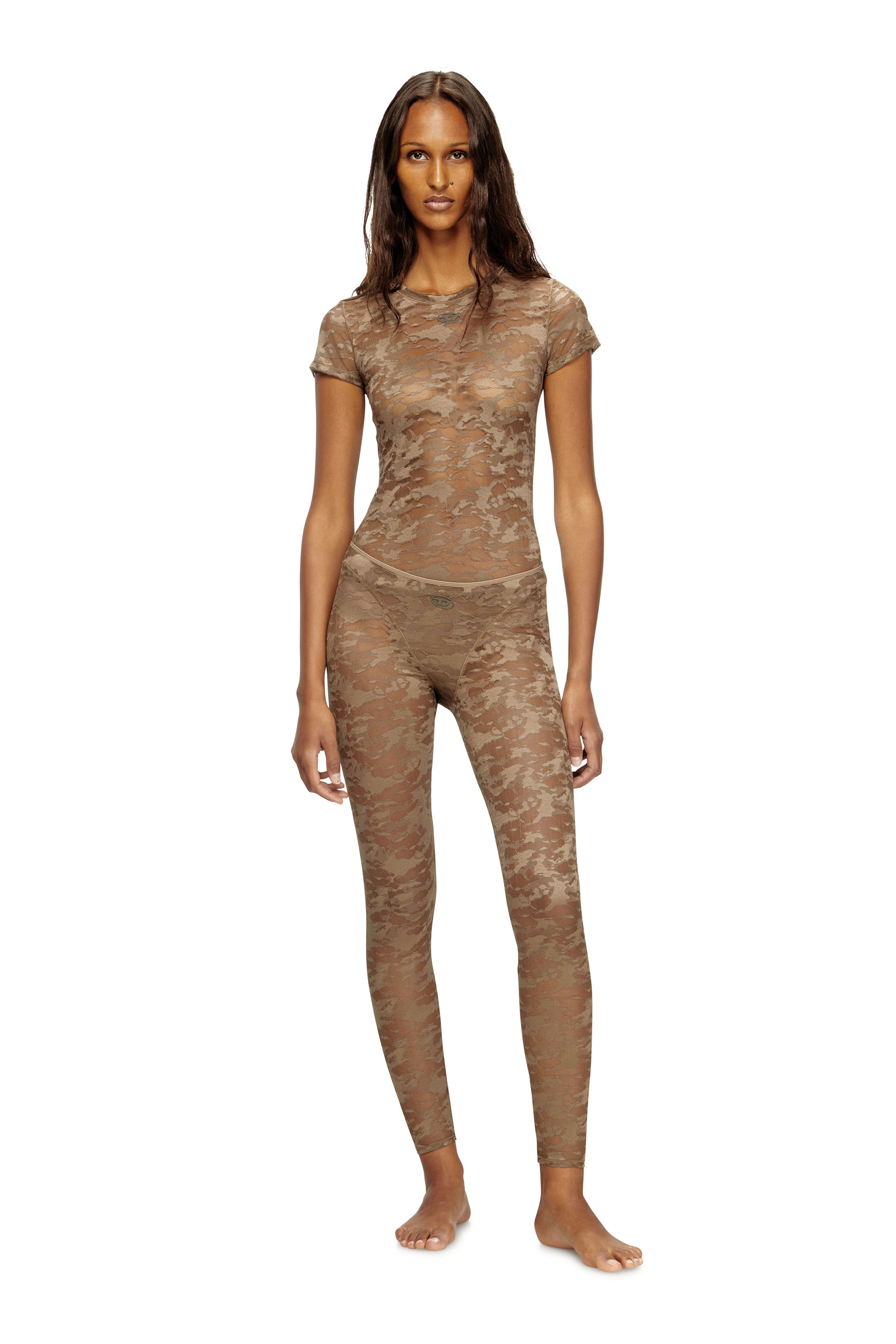 Diesel - CLAIRE-UTLT, Leggings de encaje de camuflaje Mujer in Marrón - 1