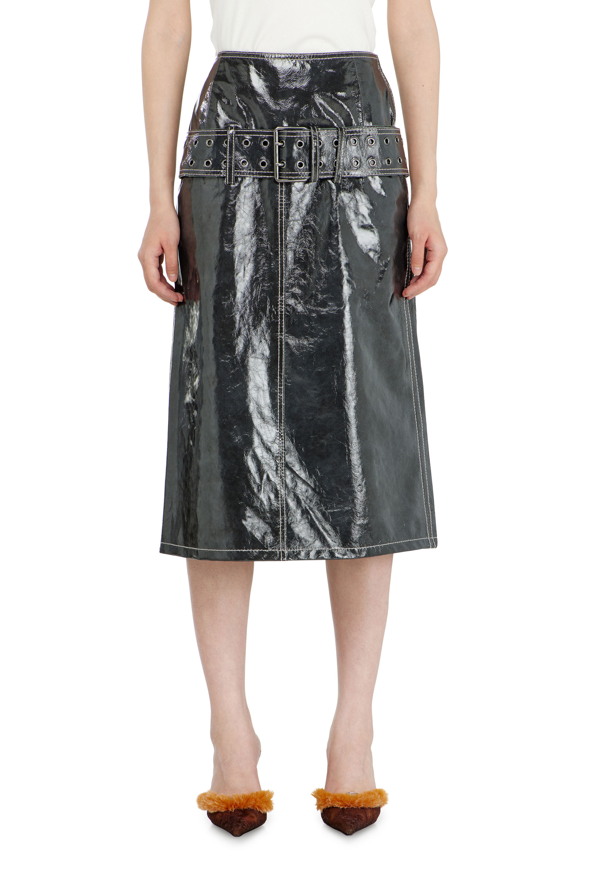 Diesel - L-ASCAR, Falda midi de charol con cintur&oacute;n Mujer in ToBeDefined - 3