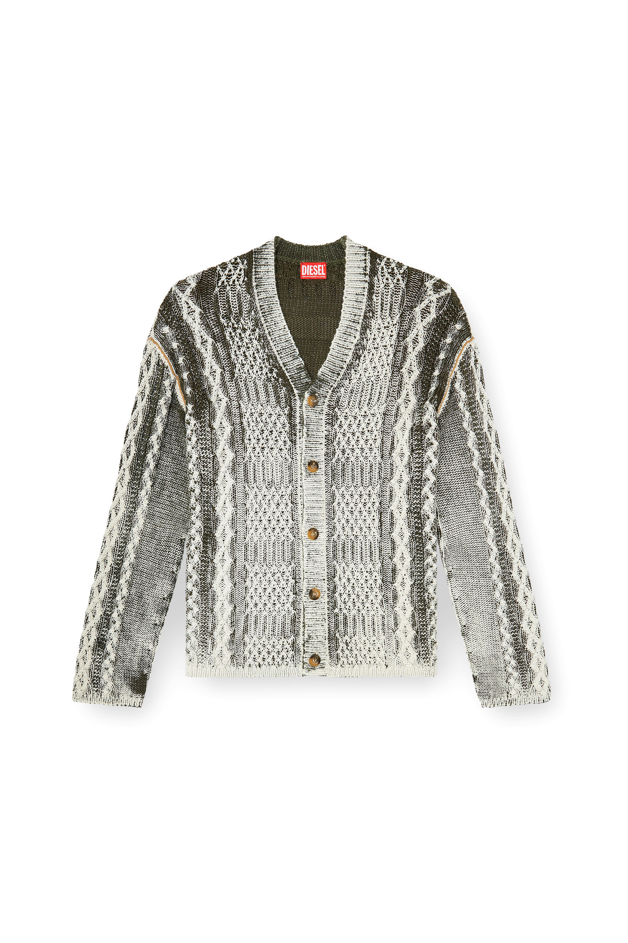 Diesel - K-MIOTO, C&aacute;rdigan de punto trenzado tratado Hombre in Multicolor - 3