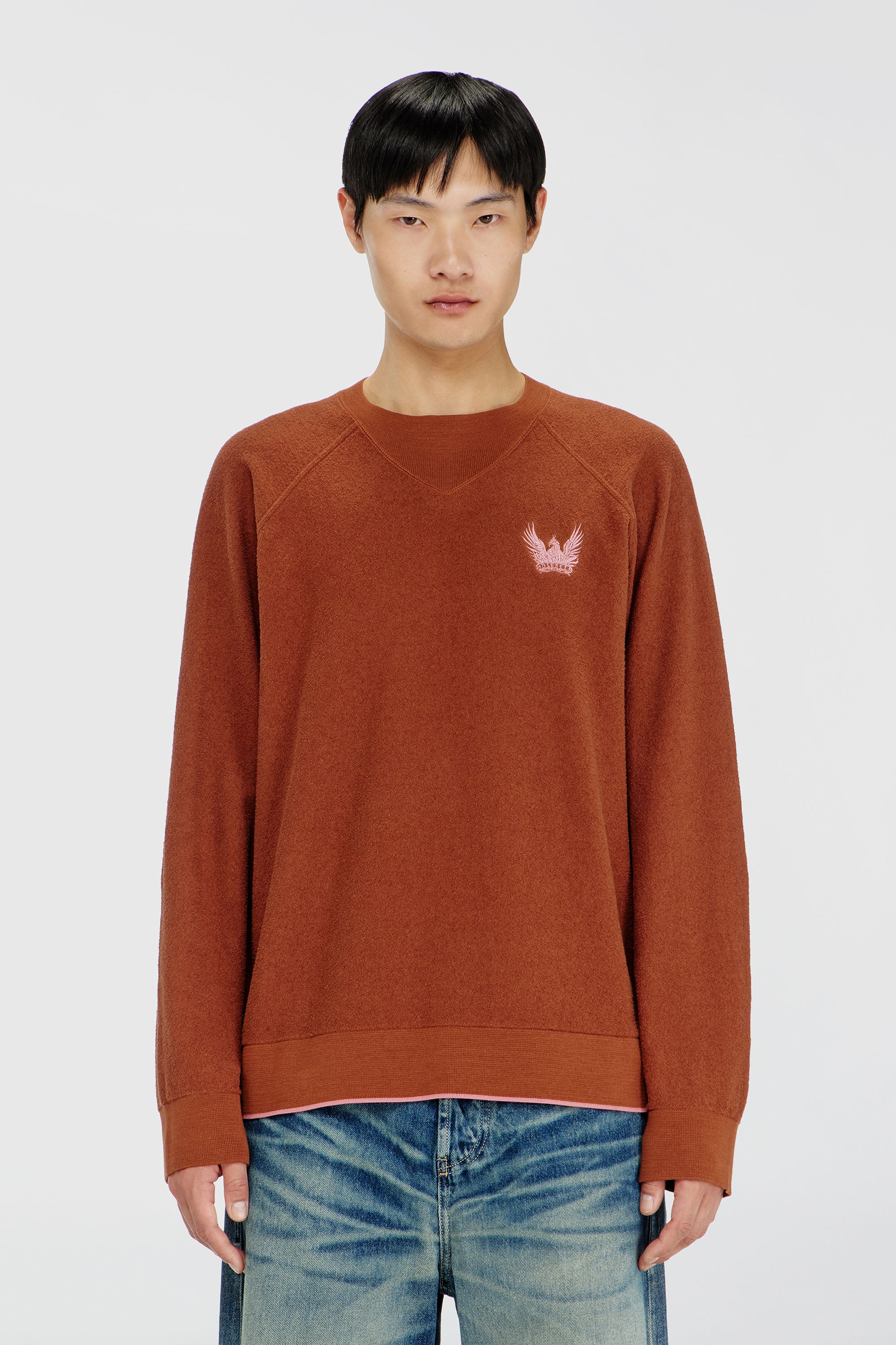 Diesel - K-RALFS, Jersey boucl&eacute; con bordado Phoenix Hombre in Rojo - 1