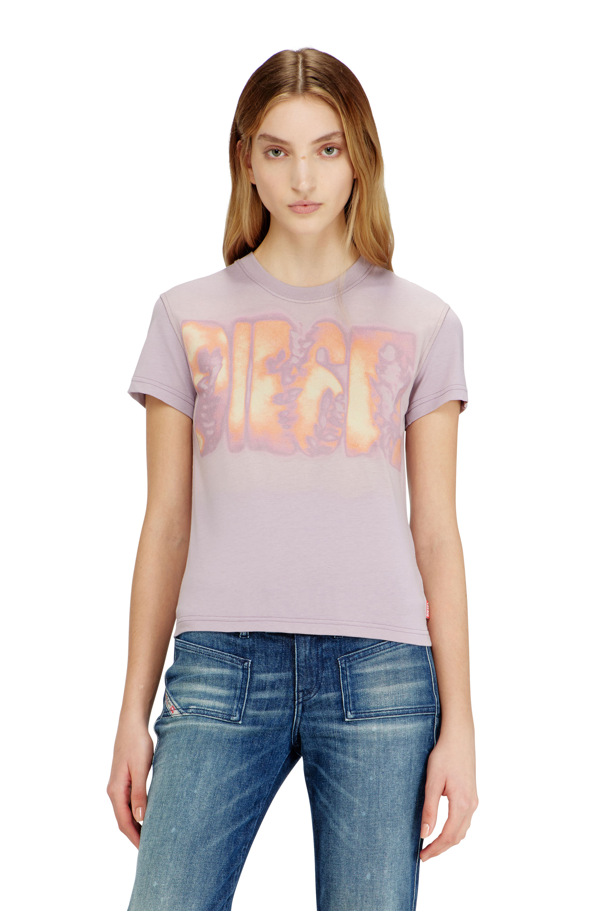 Diesel - T-ILA-AA3, Camiseta slim de punto con estampado gr&aacute;fico Mujer in ToBeDefined - 1