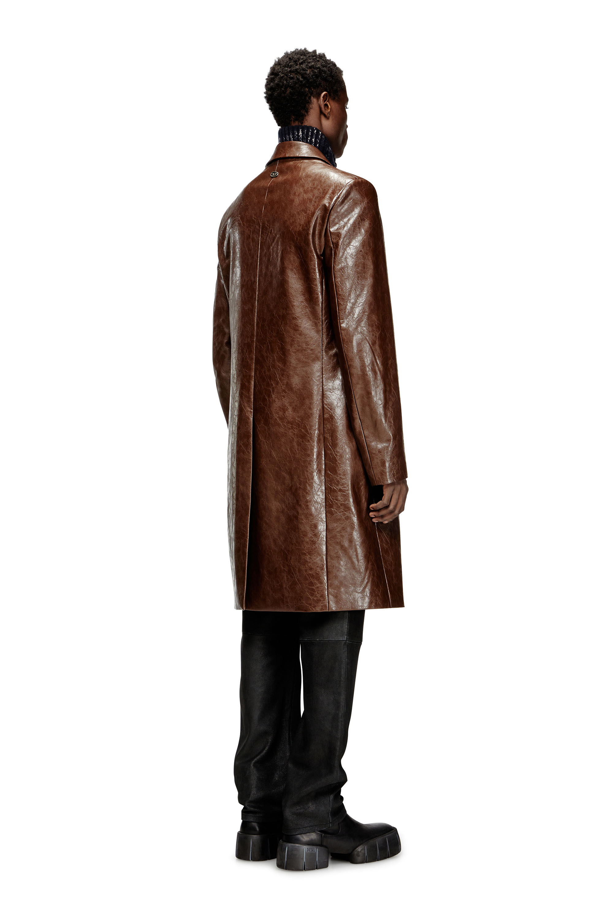 Diesel - J-CREED-COAT, Abrigo en tejido revestido texturizado Hombre in Marrón - 4