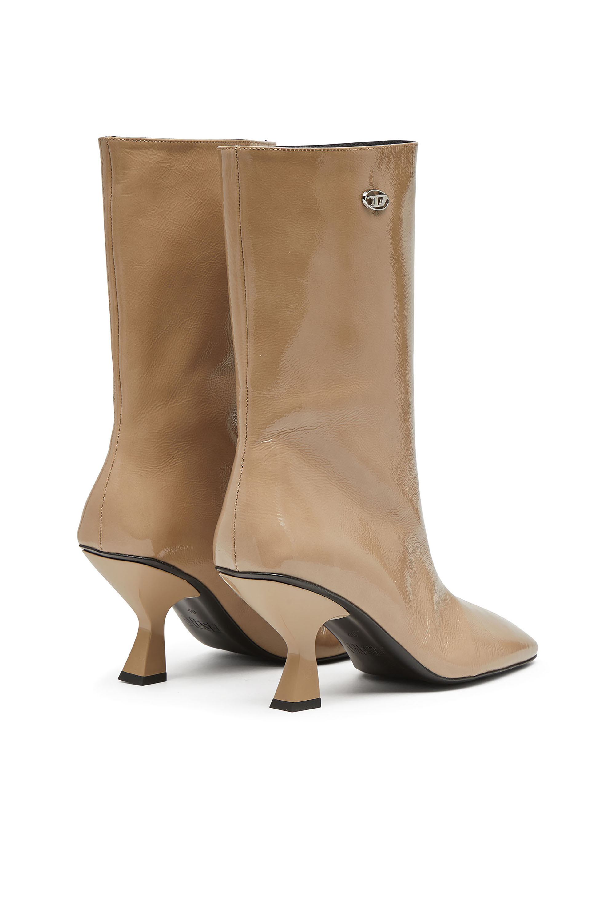 Diesel - D-AMBER TUBE 75, D-Ambar-Botines con efecto naplak y punta cuadrada Mujer in Beige - 4