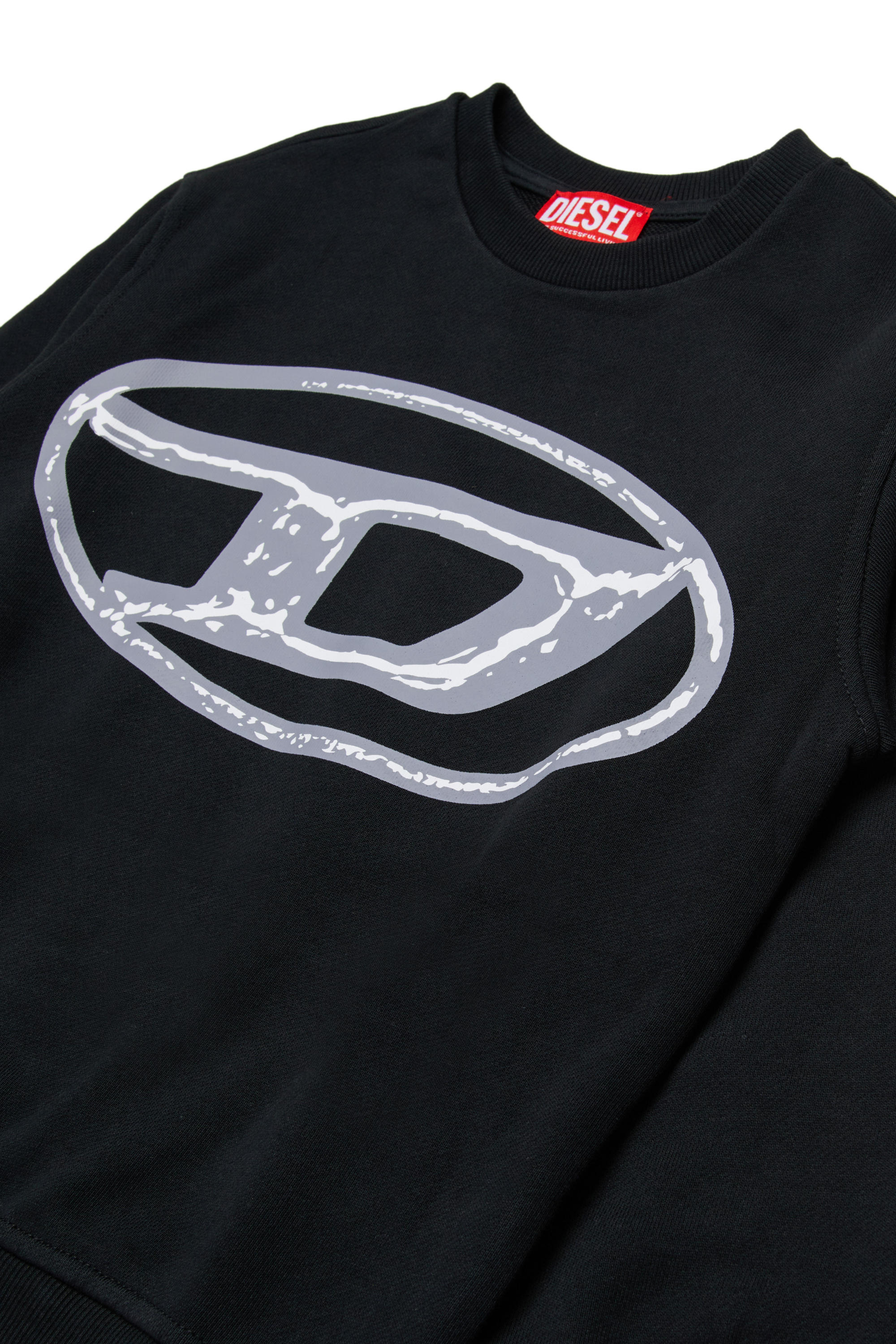 Diesel - SBONNIE OVER, Sudadera de cuello redondo de algodón con logo Oval D Hombre in Negro - 3