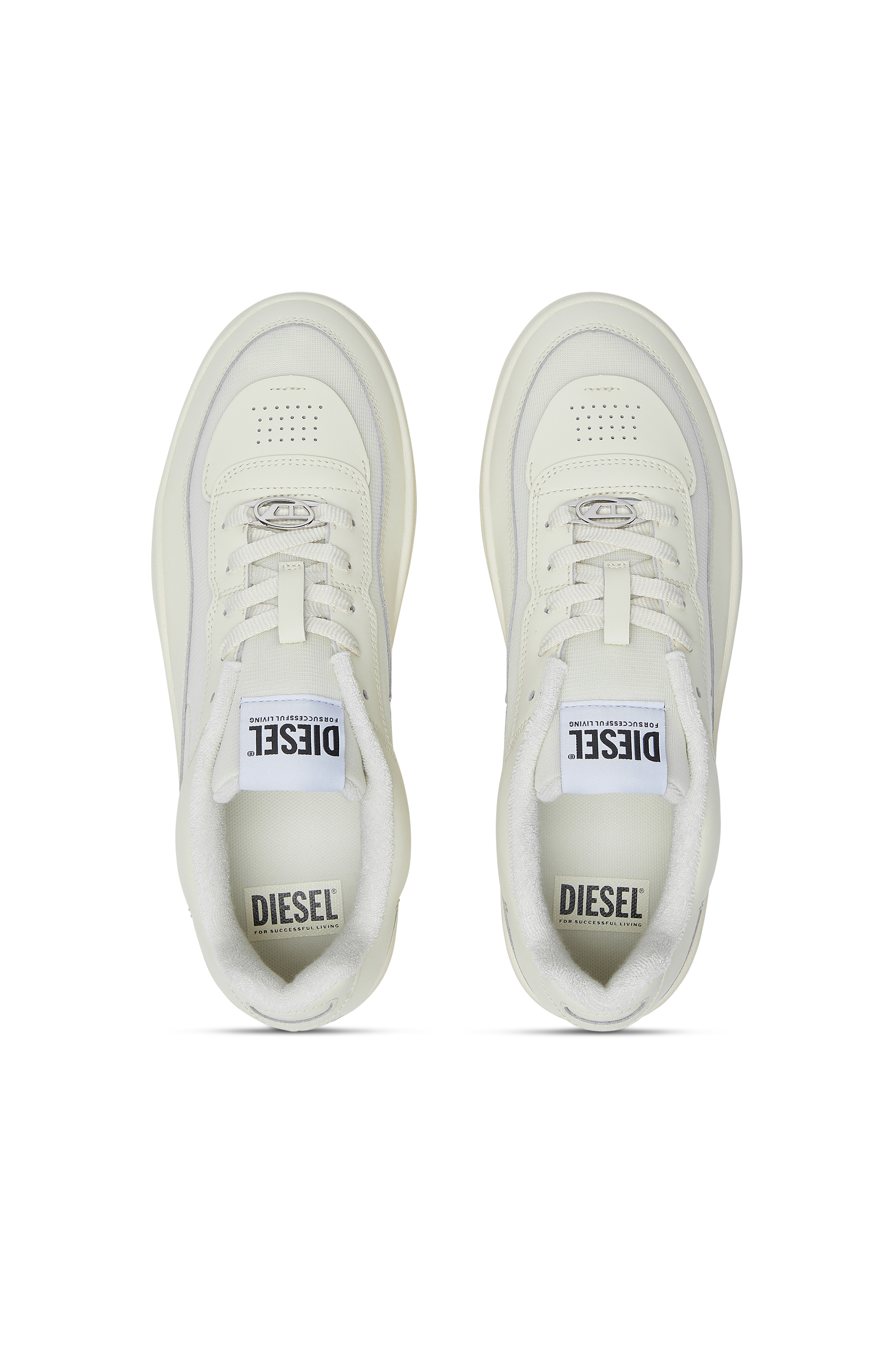 Diesel - S-OVAL SKATE LOW, S-Oval Skate-Deportivas de cuero con paneles de tejido Hombre in Beige - 5