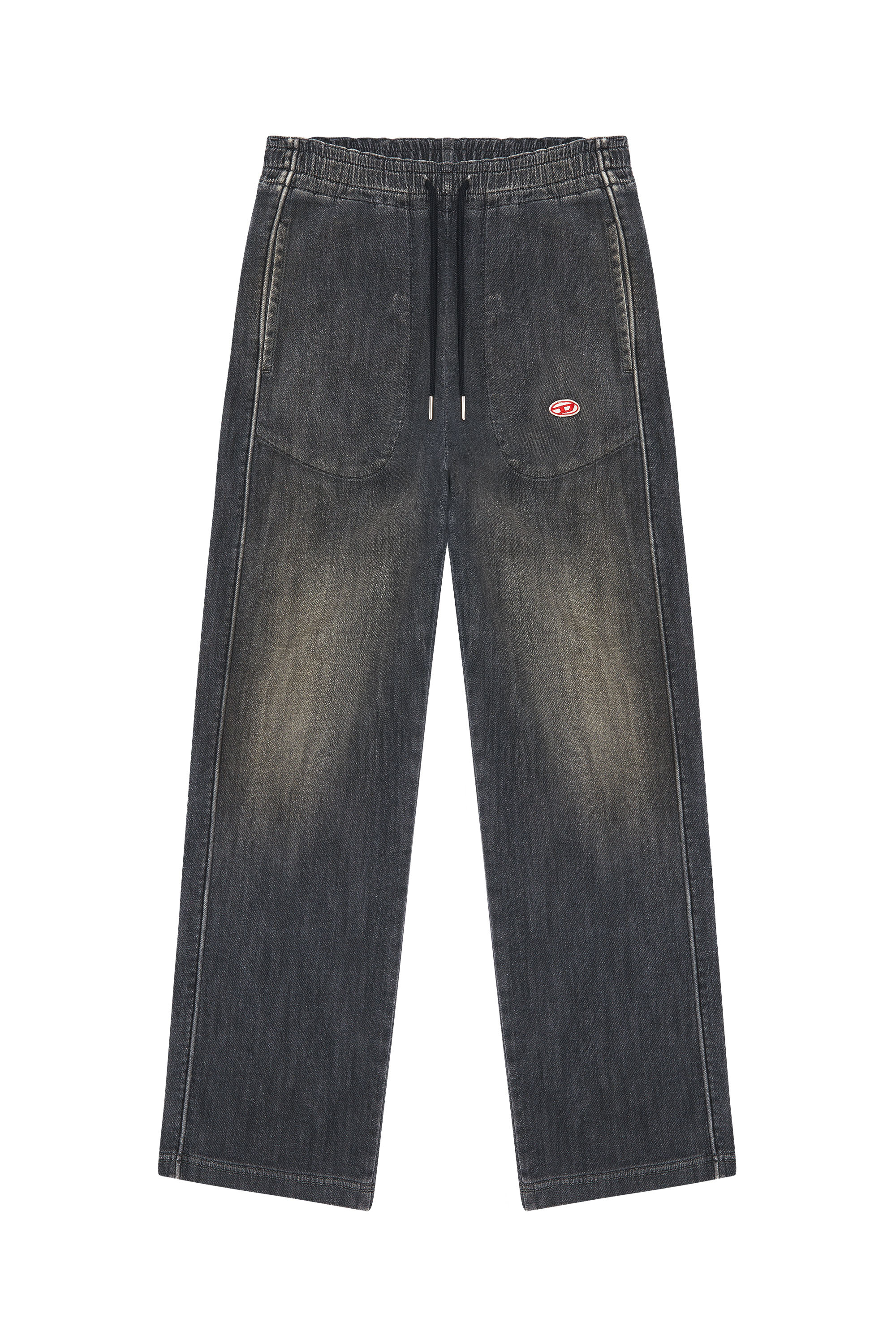 Diesel - D-Martians Track Denim 09E30 Straight, Negro/Gris oscuro - Image 6