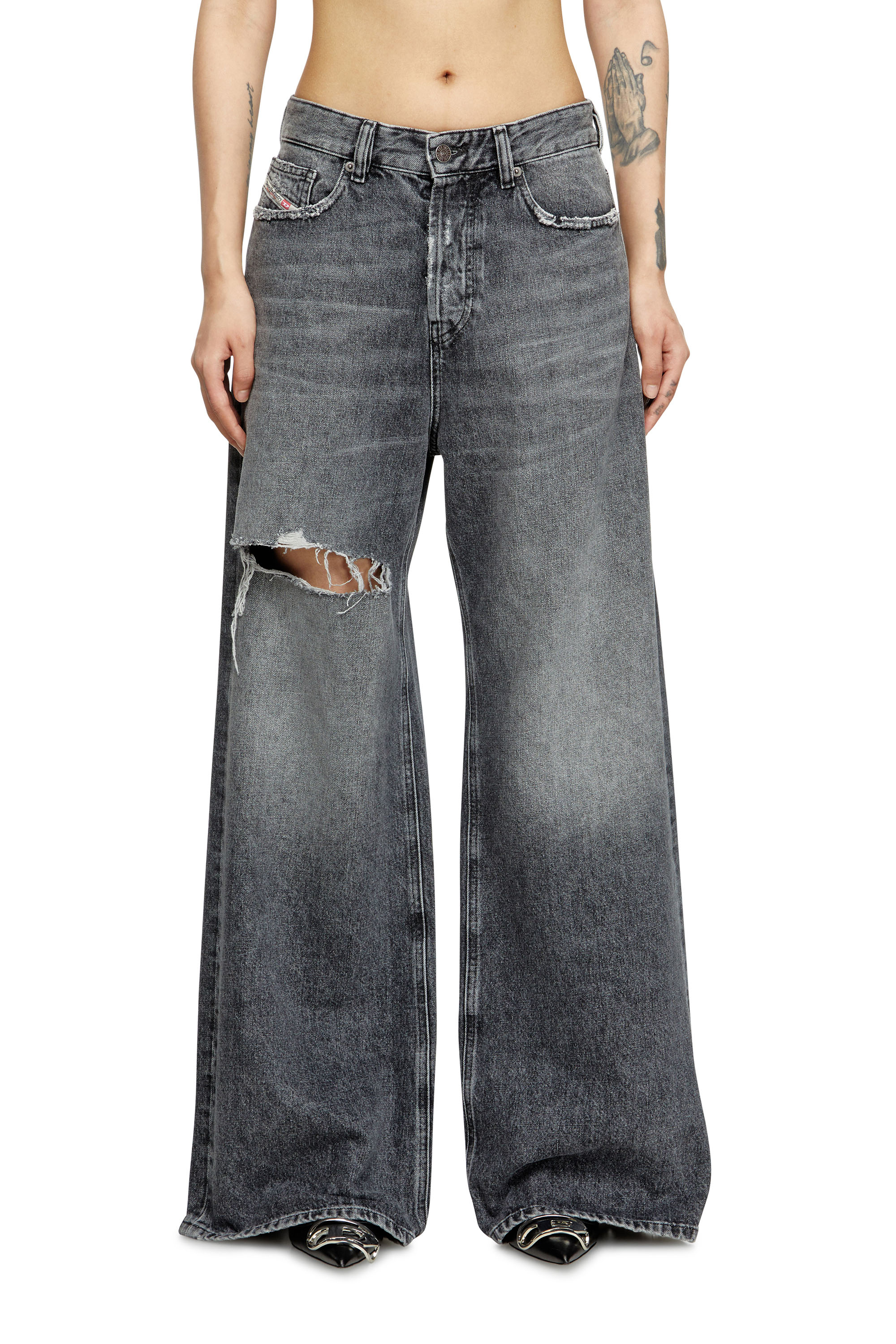 Diesel - Relaxed Jeans 1996 D-Sire 007X4 Mujer, Negro/Gris oscuro - 1