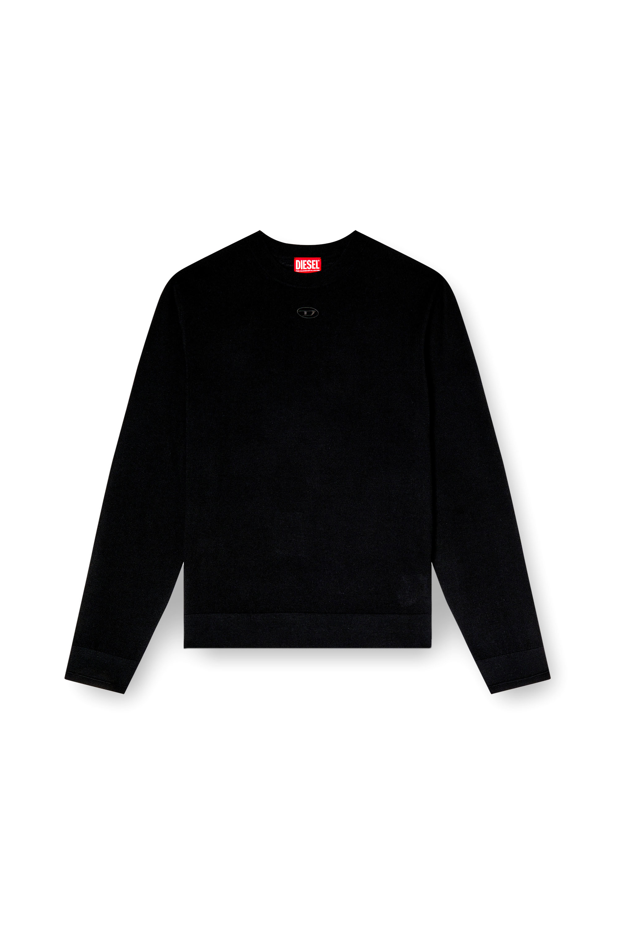 Diesel - K-VALIAM, Jersey de lana con logotipo recortado Hombre in Negro - 3