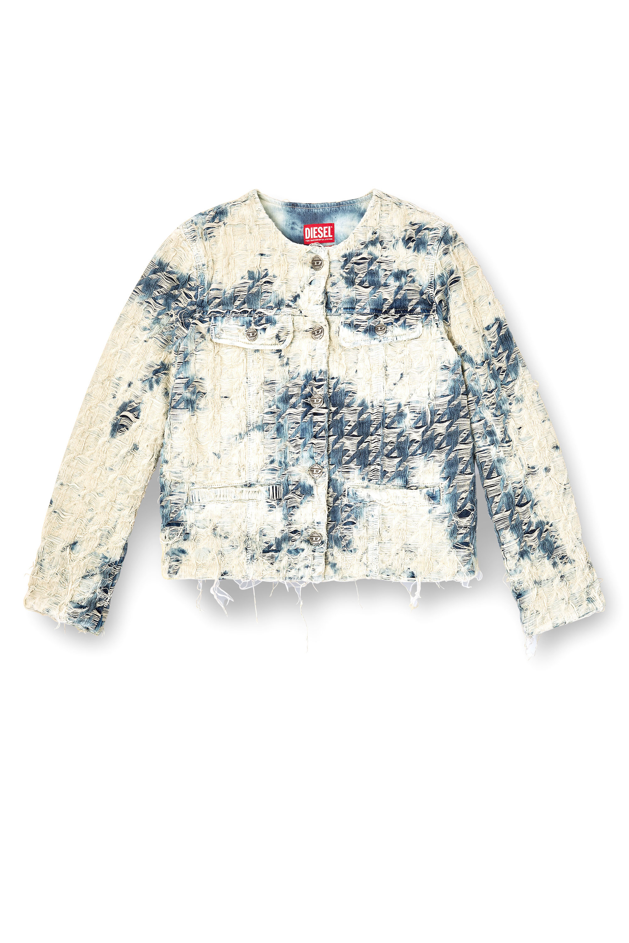 Diesel - DE-GRAFY-FSH, Chaqueta en tejido denim con tejido de pata de gallo Mujer in Multicolor - 3