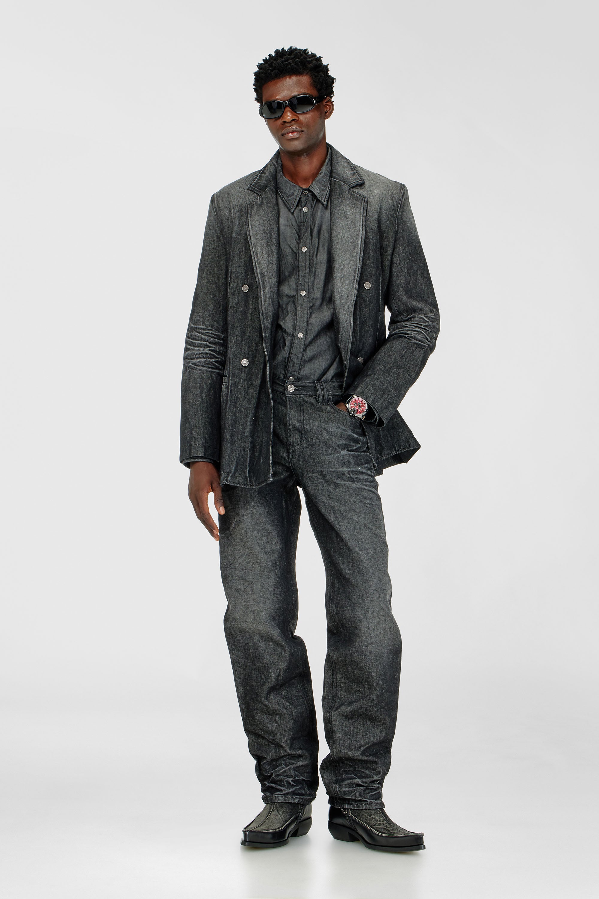 Diesel - Regular Jeans 1991 D-Voeed 09R39 Hombre, Negro/Gris oscuro - 1